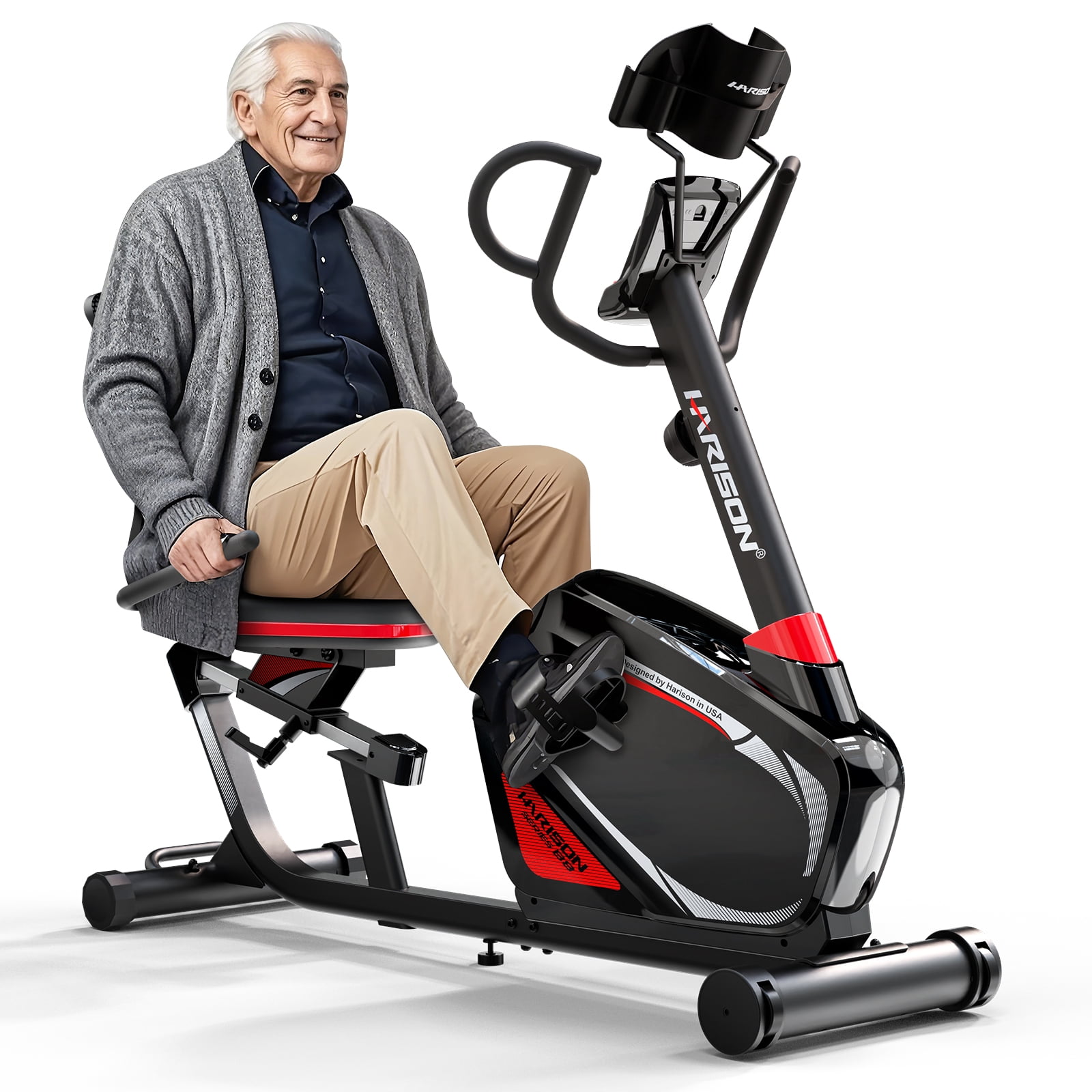 HARISON Recumbent Exercise Bike for Home with Smart Bluetooth App & 2 in 1 LCD, Magnetic Recumbent bike for Adult and Seniors 400 lbs Capacity