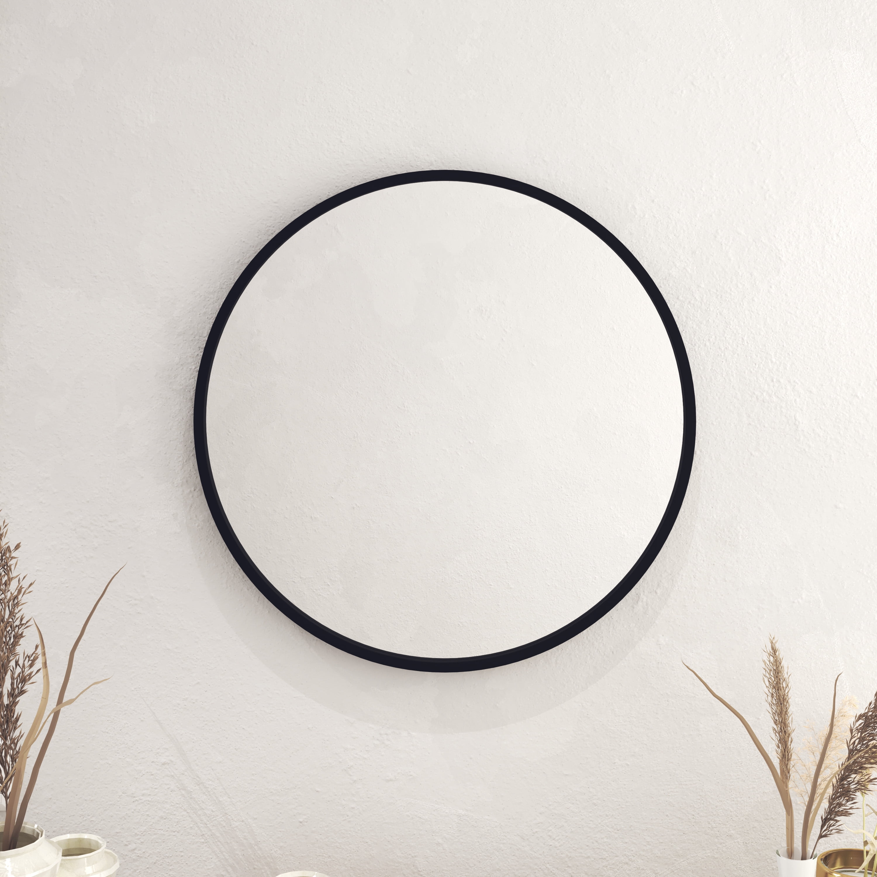 HBCY Creations Black Round Wall Mirror - 24 Inch Large Round Mirror, Rustic Accent Mirror for Bathroom, Entry, Dining Room, & Living Room - Metal Mirror for Wall