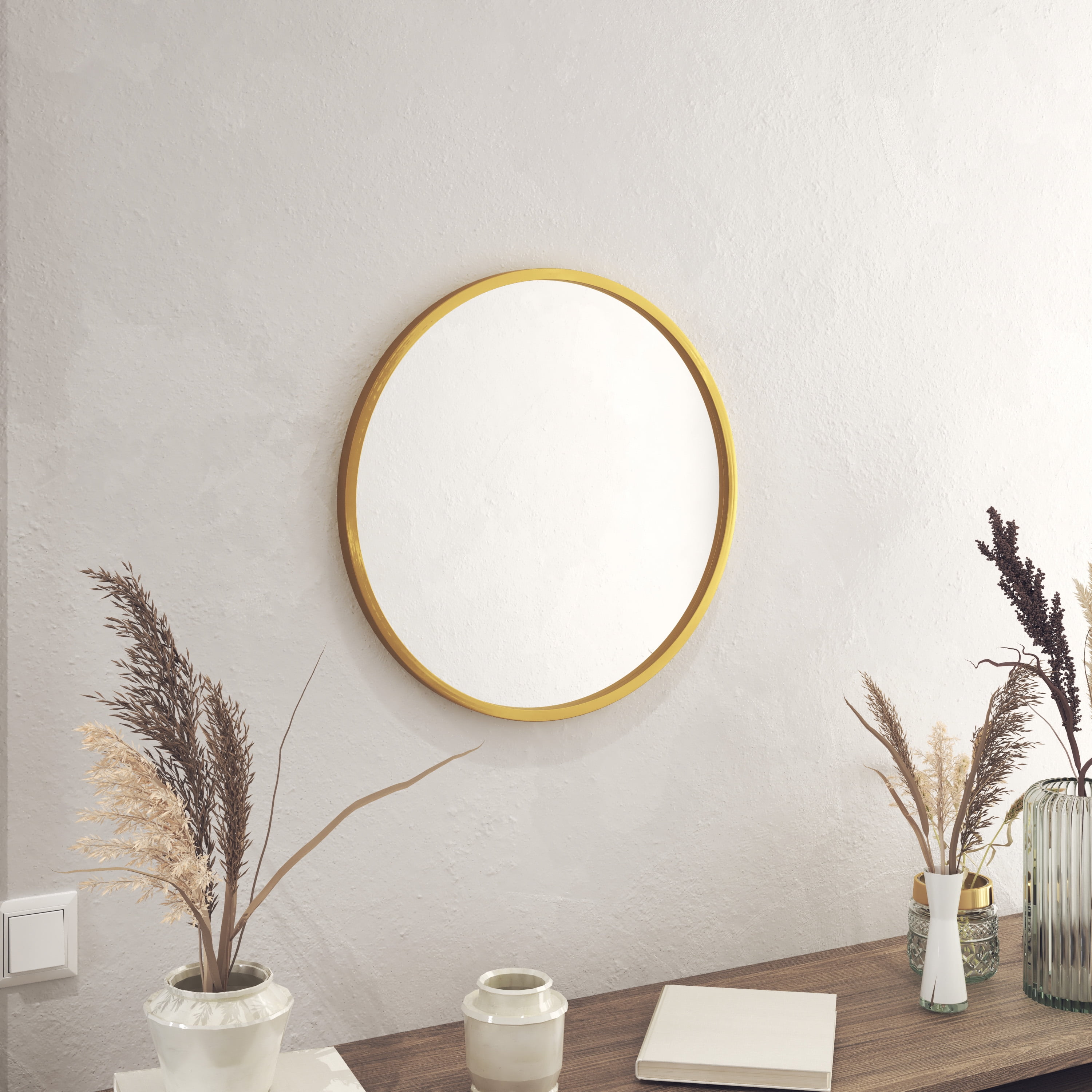 HBCY Creations Gold Circle Wall Mirror 20 Inch Round Wall Mirror for Entryways, Washrooms, Living Rooms and More (Gold, 20")