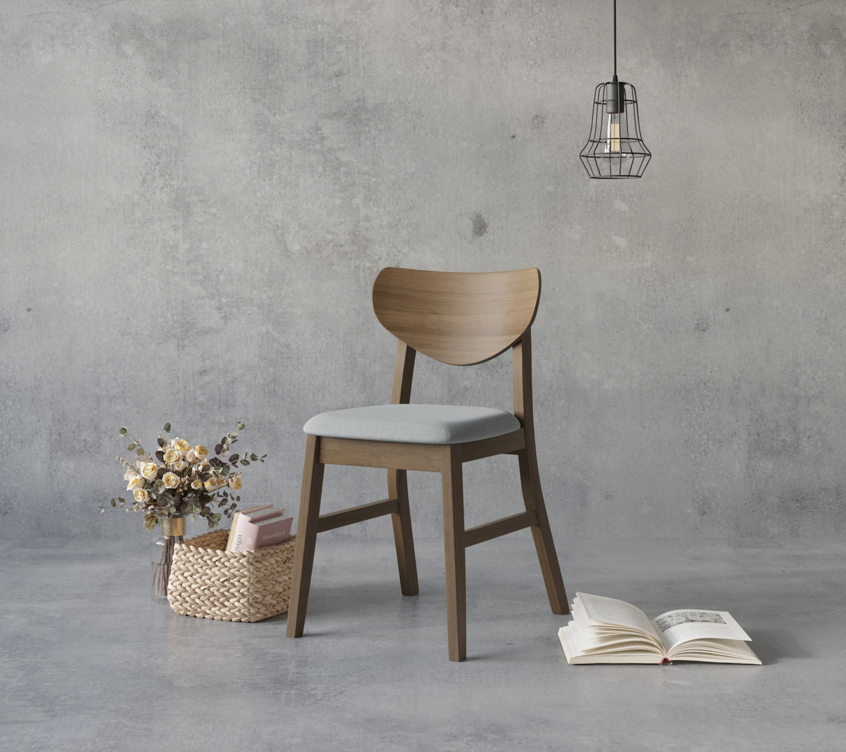 Home Design Easton Dining Chair (Set of 6), Curved-back design, Comfortable padded seat, Sturdy construction, Easy to clean, Gray/Brown