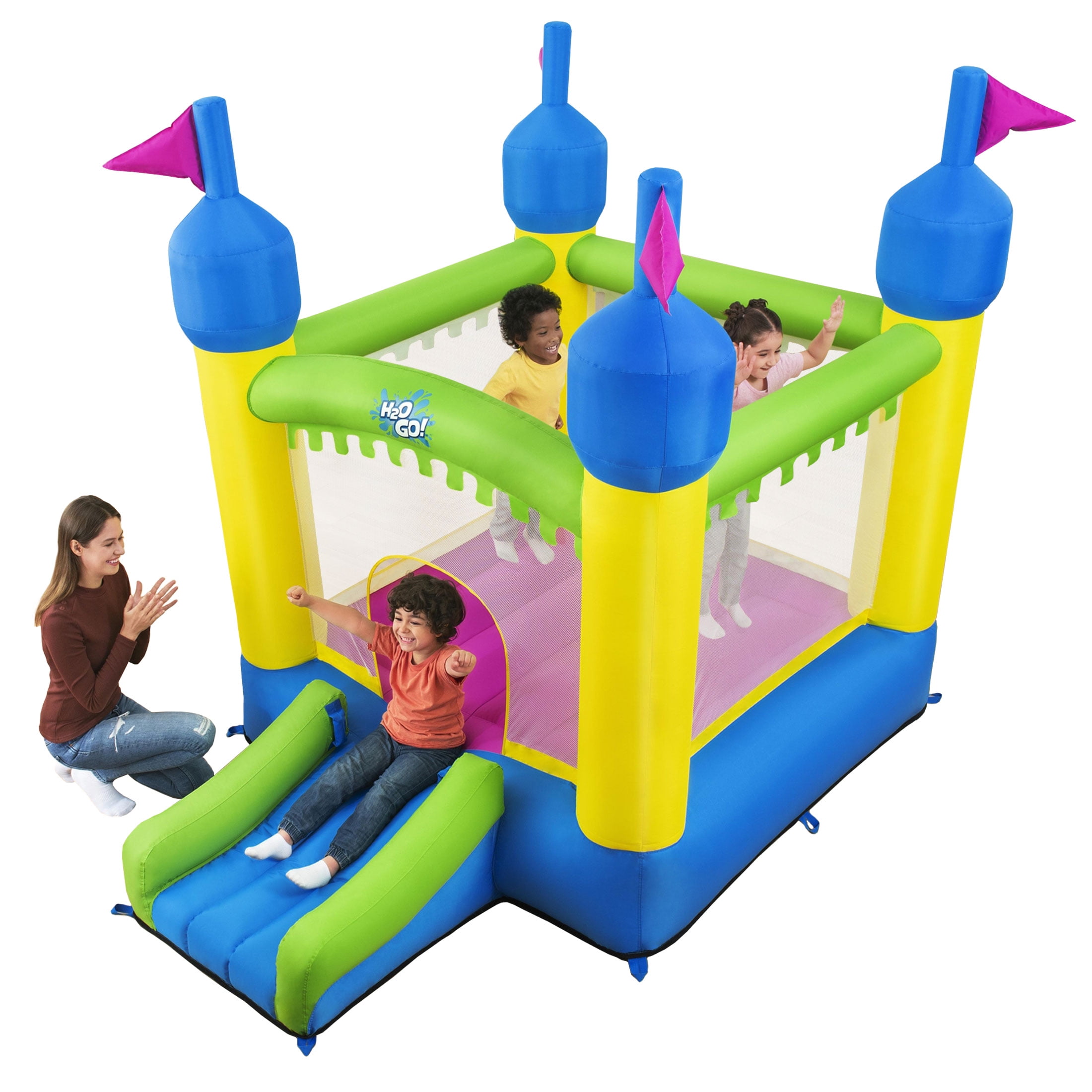 H2OGO! Castletopia Bounce House with Extra-Wide Slide and Blower, Indoor/Outdoor, Ages 3+