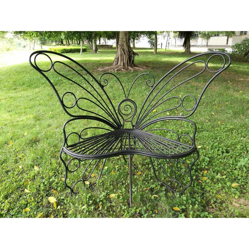 Hi-Line Gift Ltd Garden Décor Butterfly Chair, 45 by 24 by 42-Inch, Antique Black