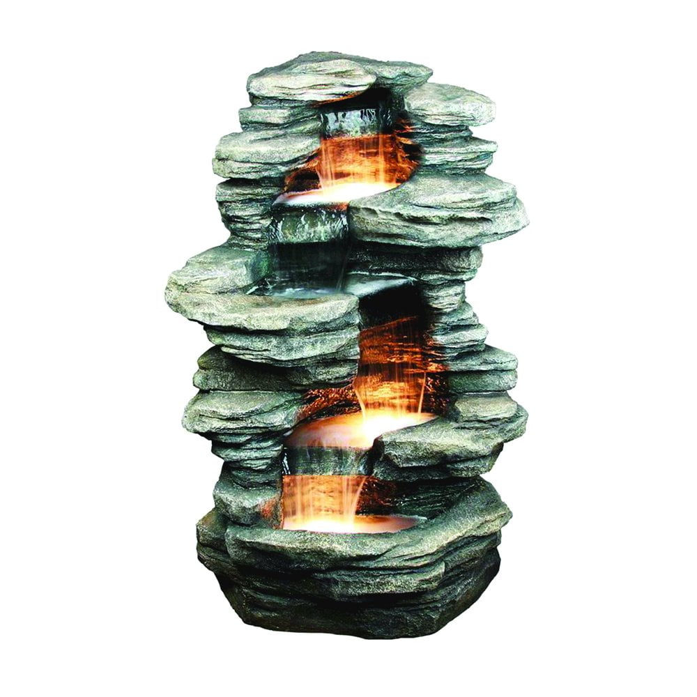Hi-Line Gift Ltd. Rock 4 Level Fountain with Halogen Light