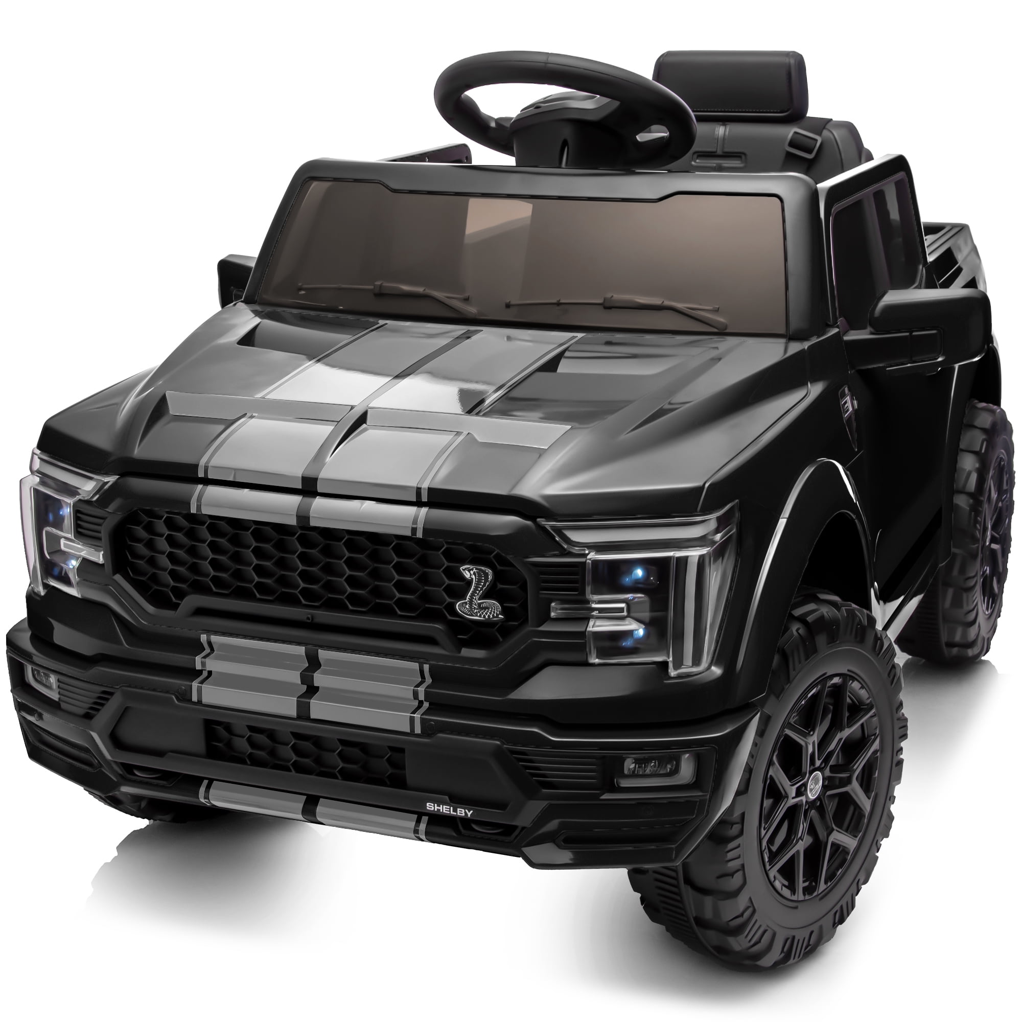 Hikiddo Electric Car for Kids, Licensed Ford-Shelby F-150 12V Ride on Truck Toys for Toddlers w/ Remote, 2-Hour Drive Time - Black