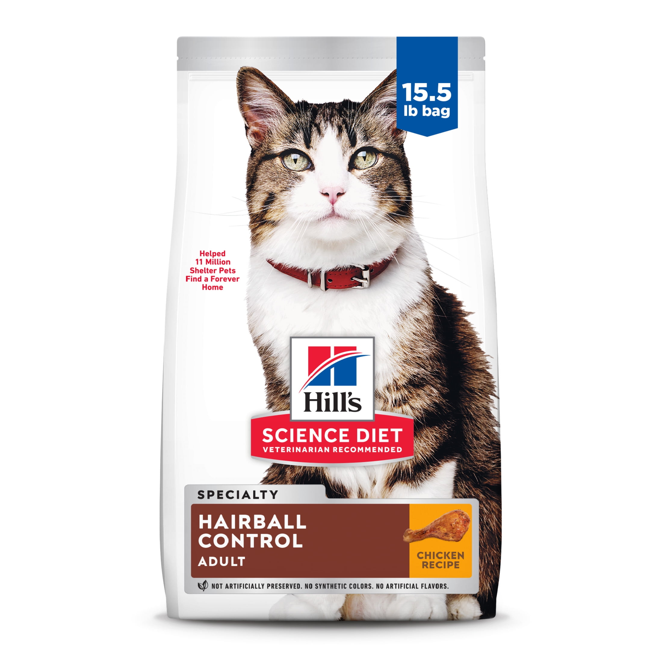 Hill's Science Diet Hairball Control Chicken Dry Cat Food, 15.5lb Bag
