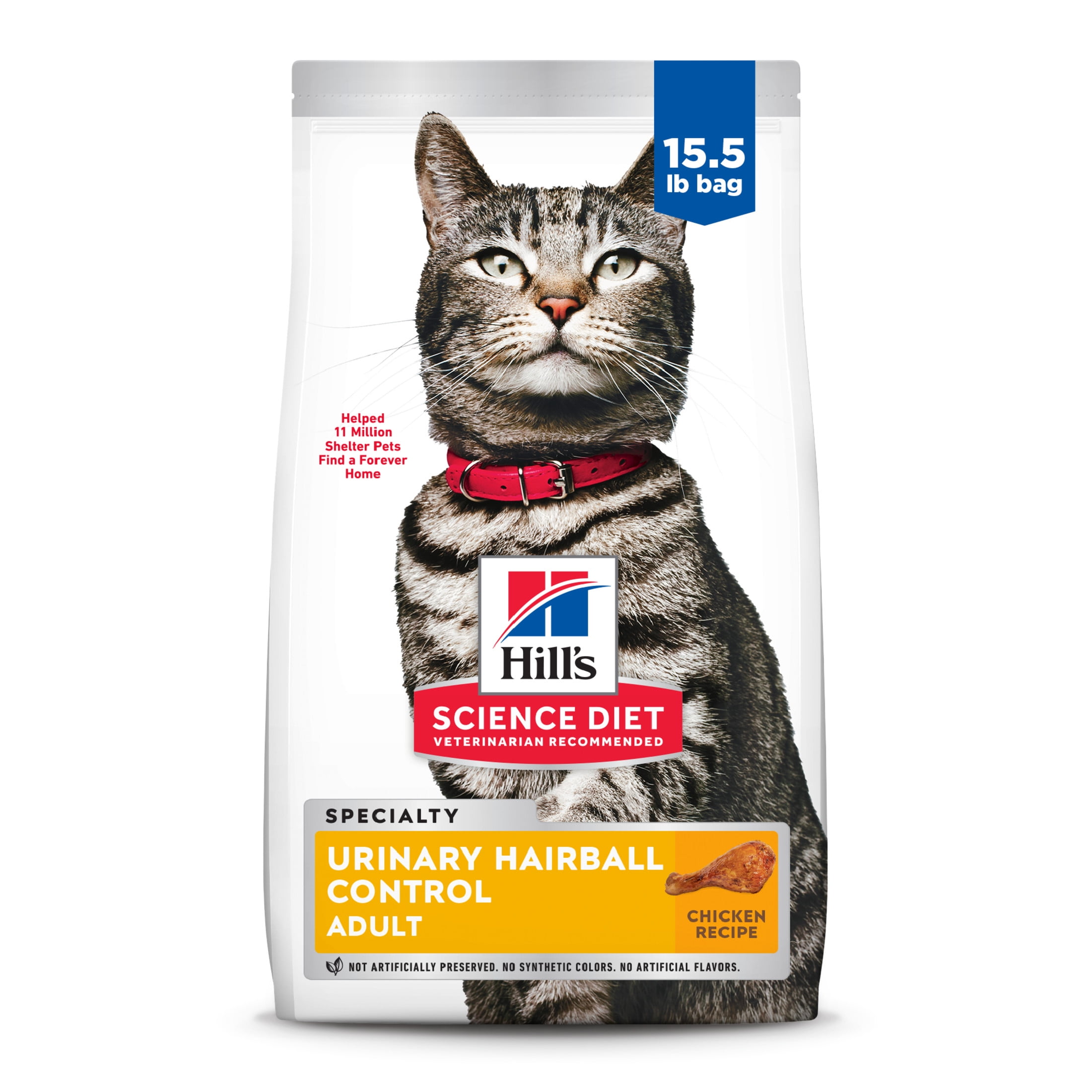 Hill's Science Diet Urinary & Hairball Control Chicken Dry Cat Food, 15.5lb Bag