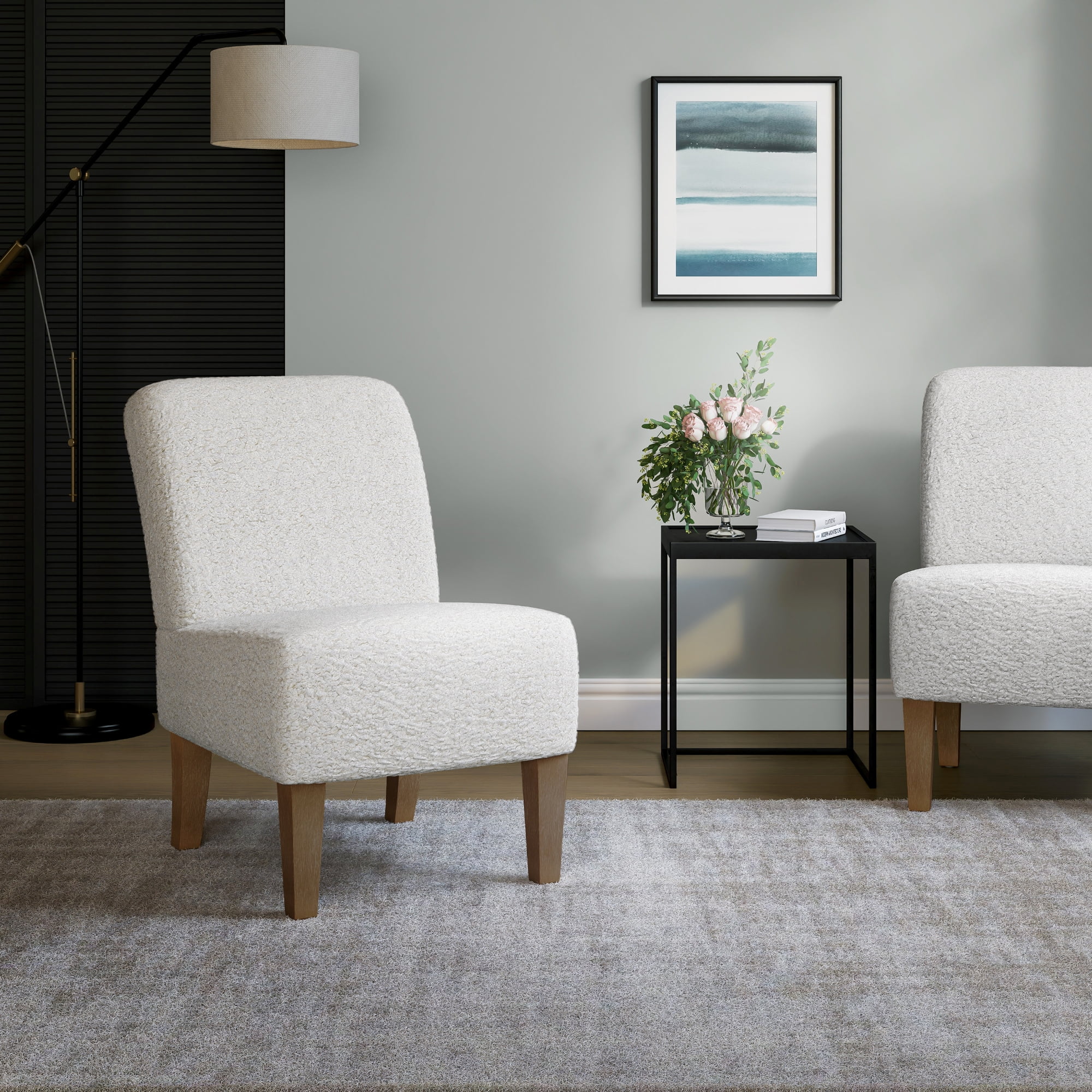 HH2Home Brook Hill Upholstered Accent Chair, White