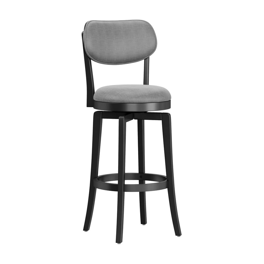 Hillsdale Furniture Sloan Upholstered Wood Bar Height Swivel Stool, Black