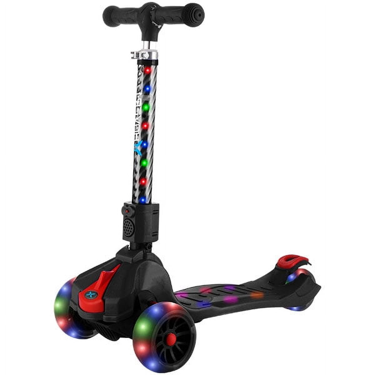 Hover-1 KidsGear Ziggy Folding Kick Scooter, Black, LED Lights, Safe For Kids, 3 Wheels