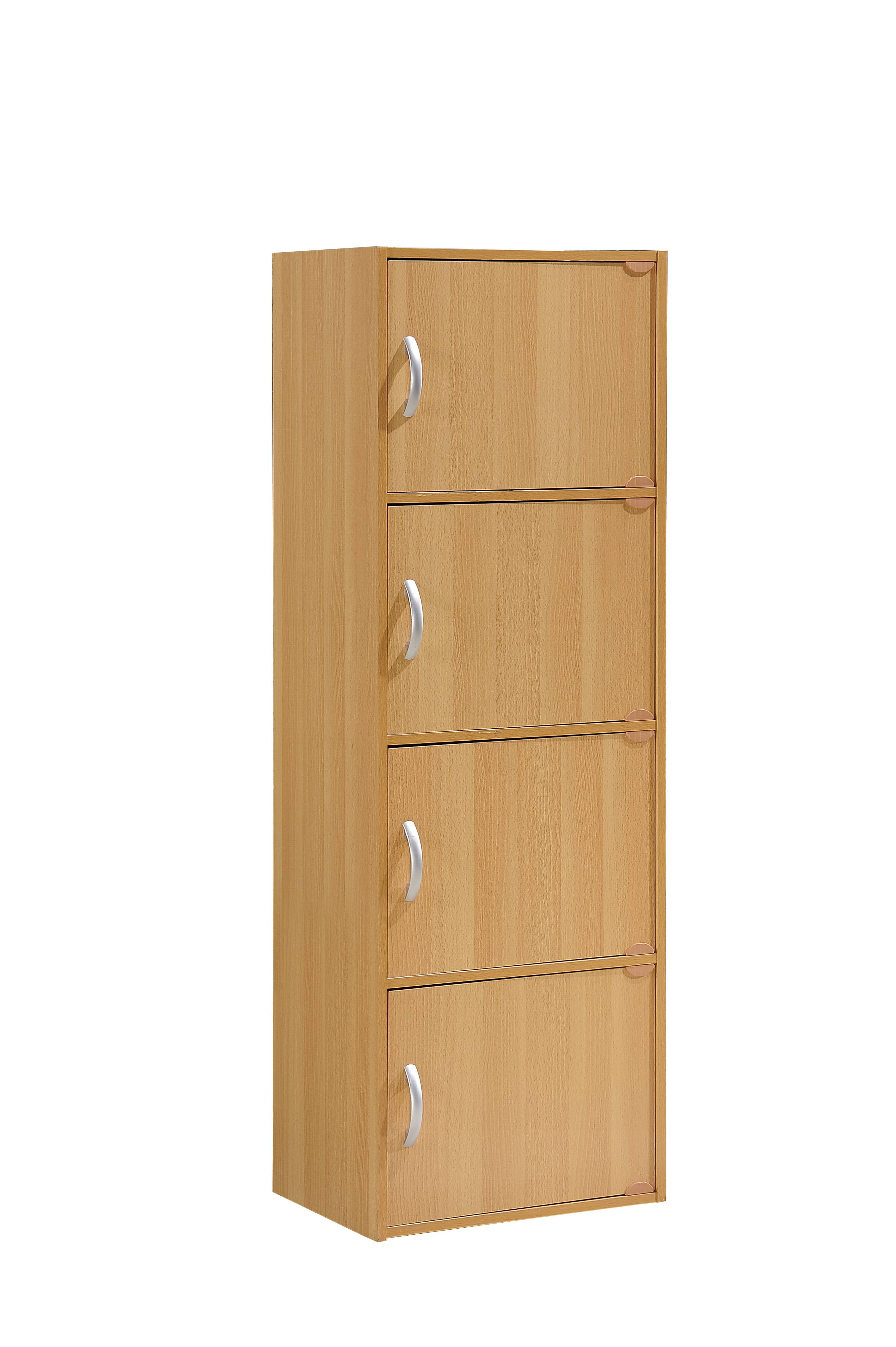 Hodedah 4-Shelf, 4-Door Bookcase in Beech