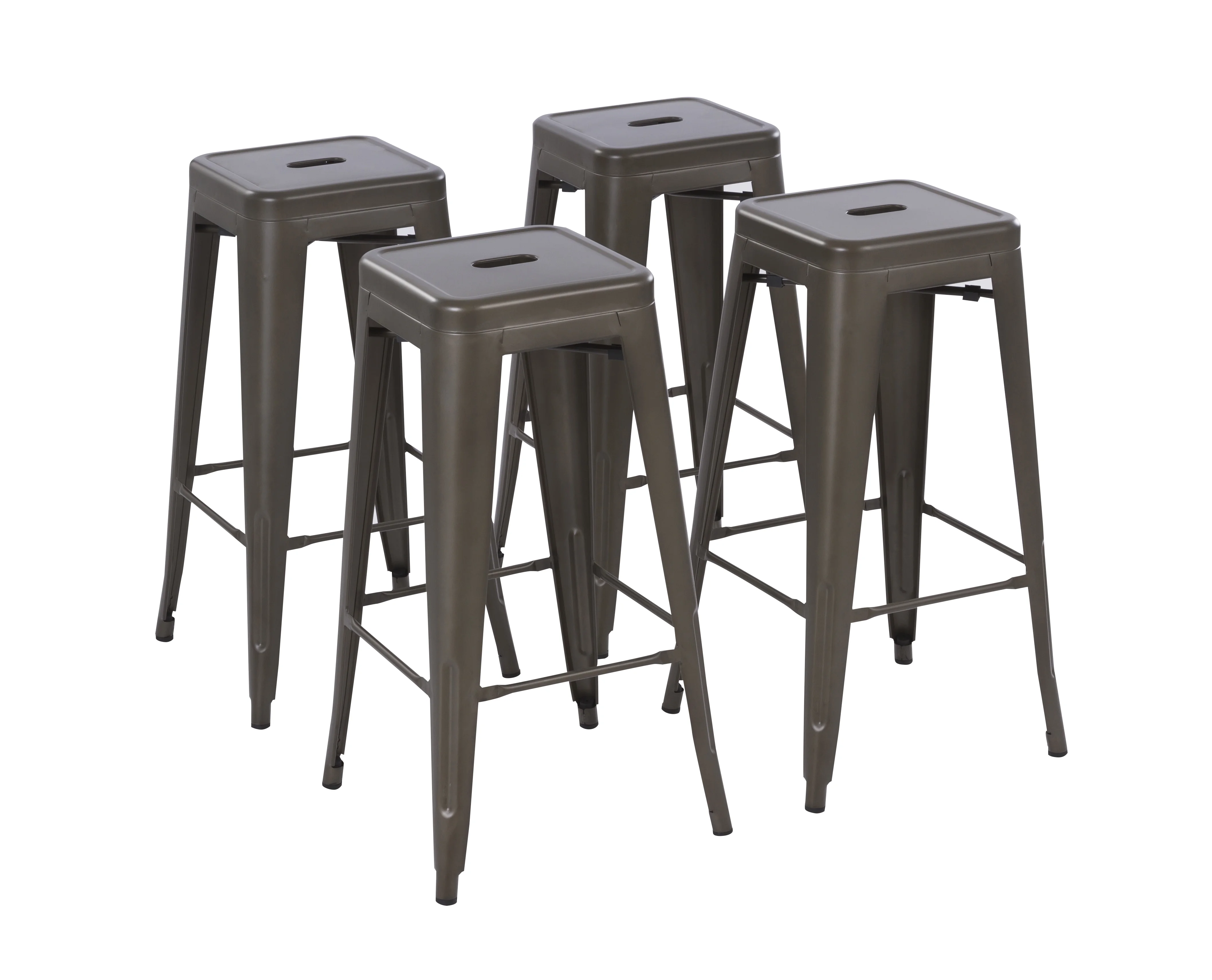 Howard 30inch Metal Bar Height Stool, Set of 4, Gunmetal Color, Backless Style for Indoor