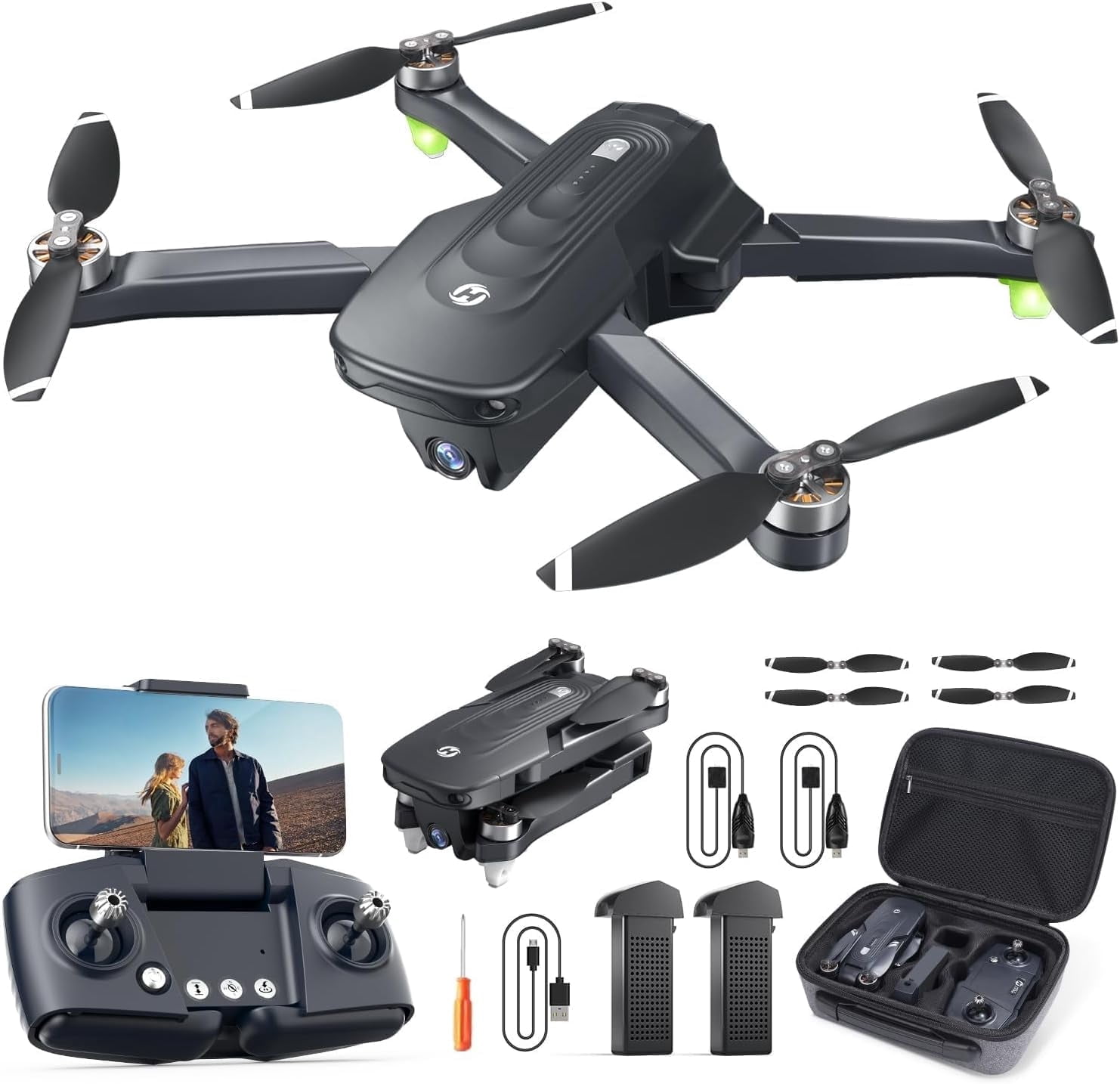 Holy Stone Drone HS175D with 4K Camera for Adults and Beginners, Foldable GPS Drone with Auto Return Home, Follow Me Mode, 2 Batteries Double the Flight Time, Black