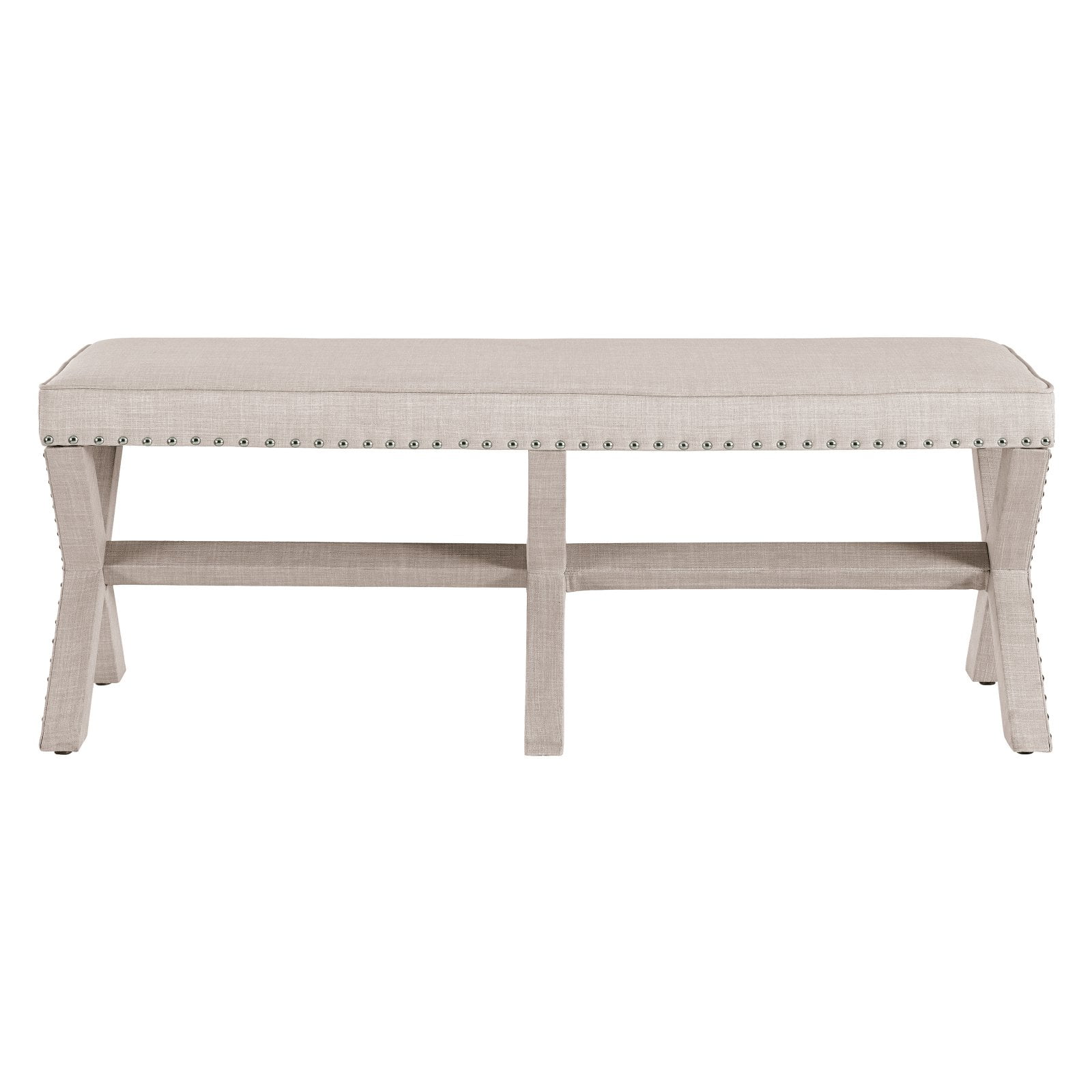 Home Fare Beige Upholstered 'X' Base Bed Bench
