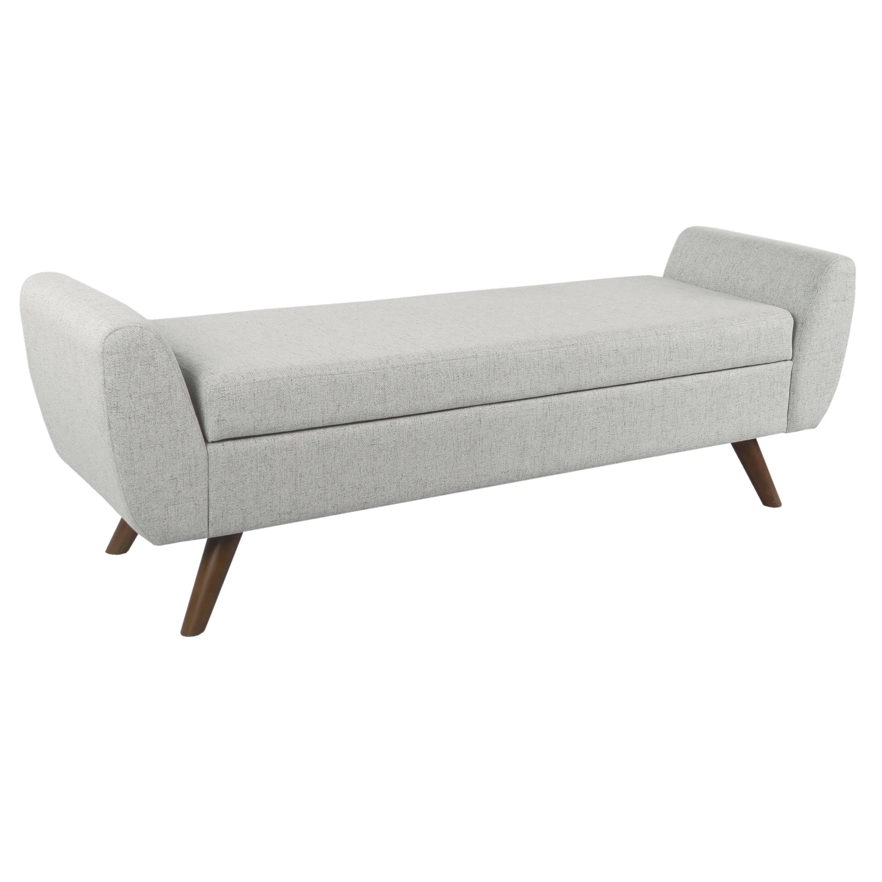 HomePop Modern Storage Bench with Wood Legs - Gray Woven