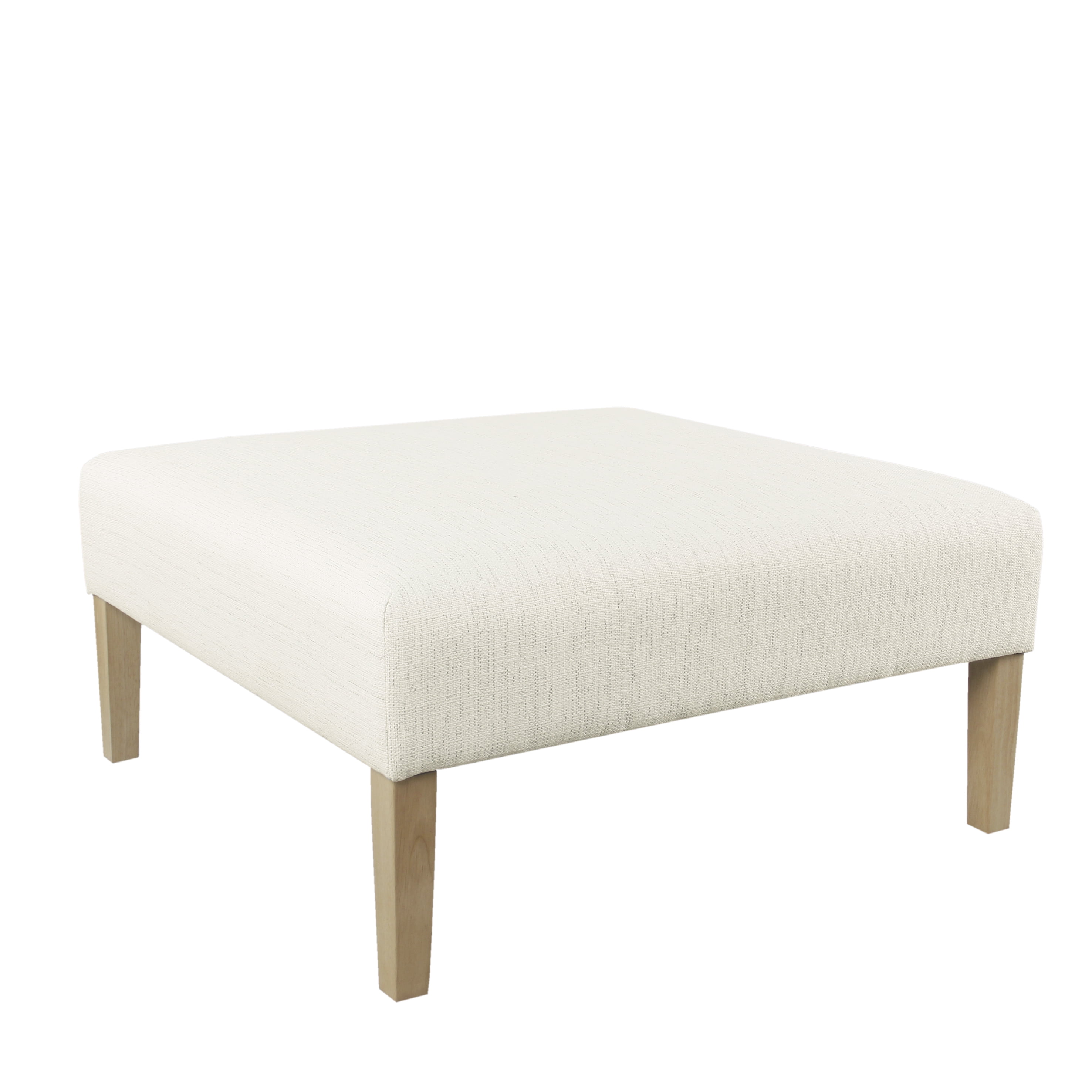 HomePop Square Coffee Table Ottoman – Stain-Resistant Cream Woven