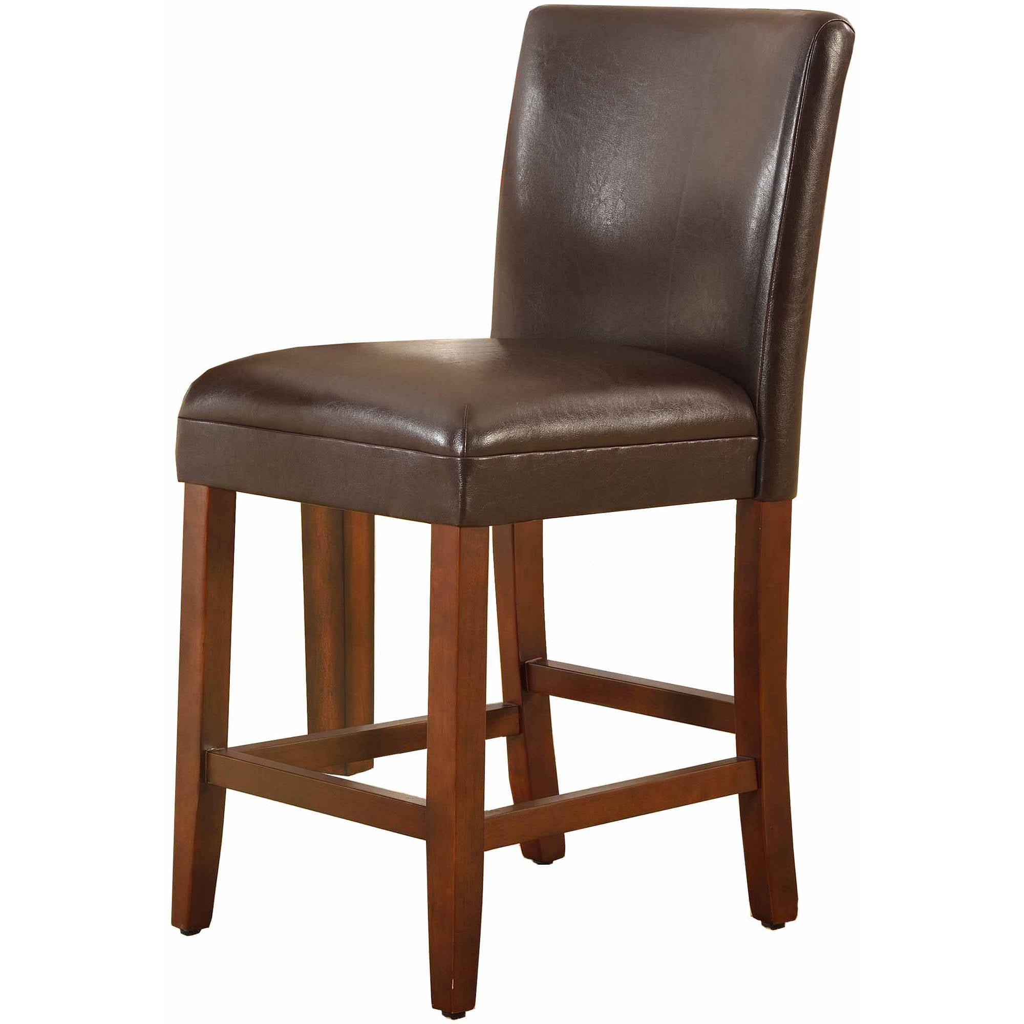 HomePop 24" Faux Leather Barstool - Brown Faux Leather