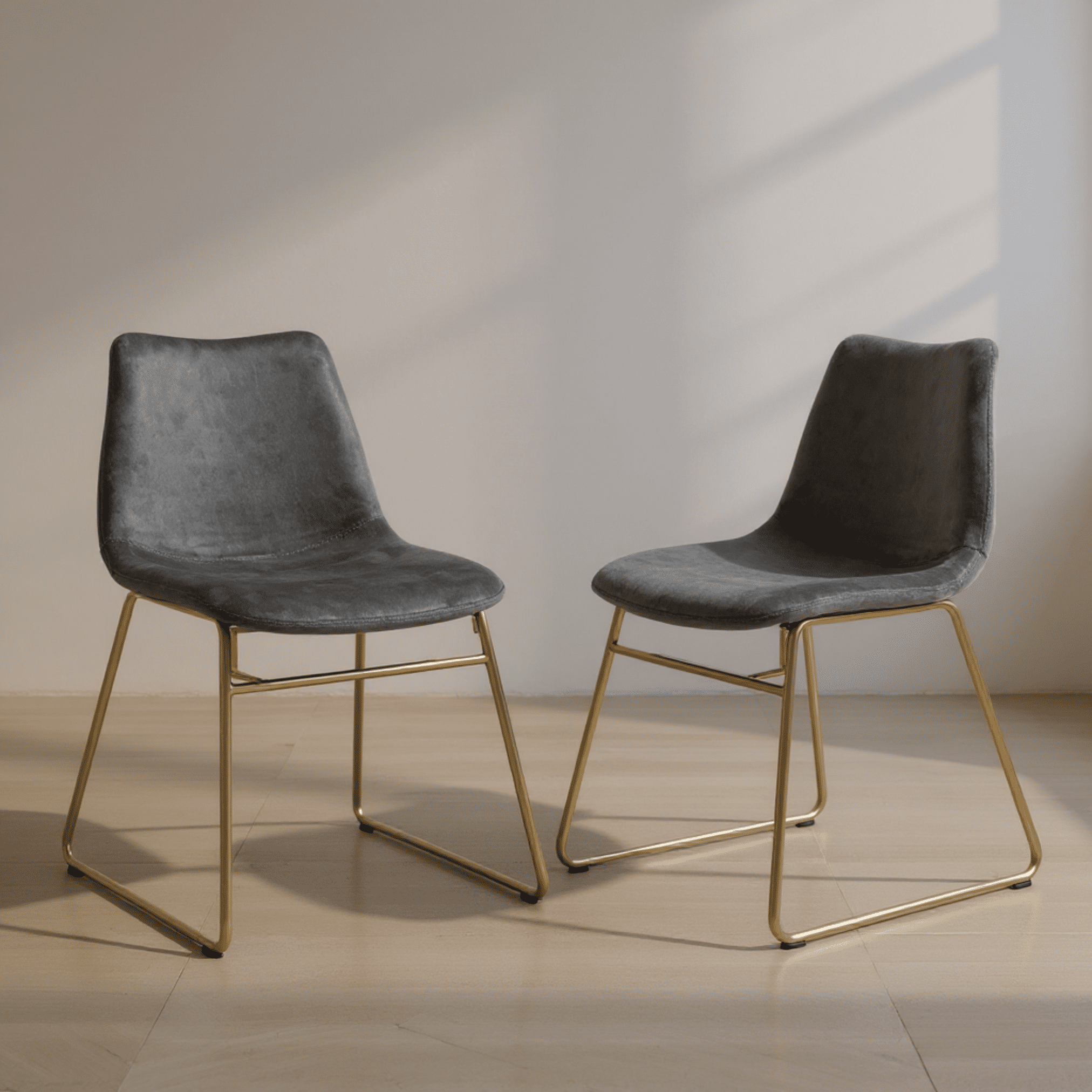 Homy Casa Set of 2 Velvet Upholstered Dining Chairs with Gold Metal Legs