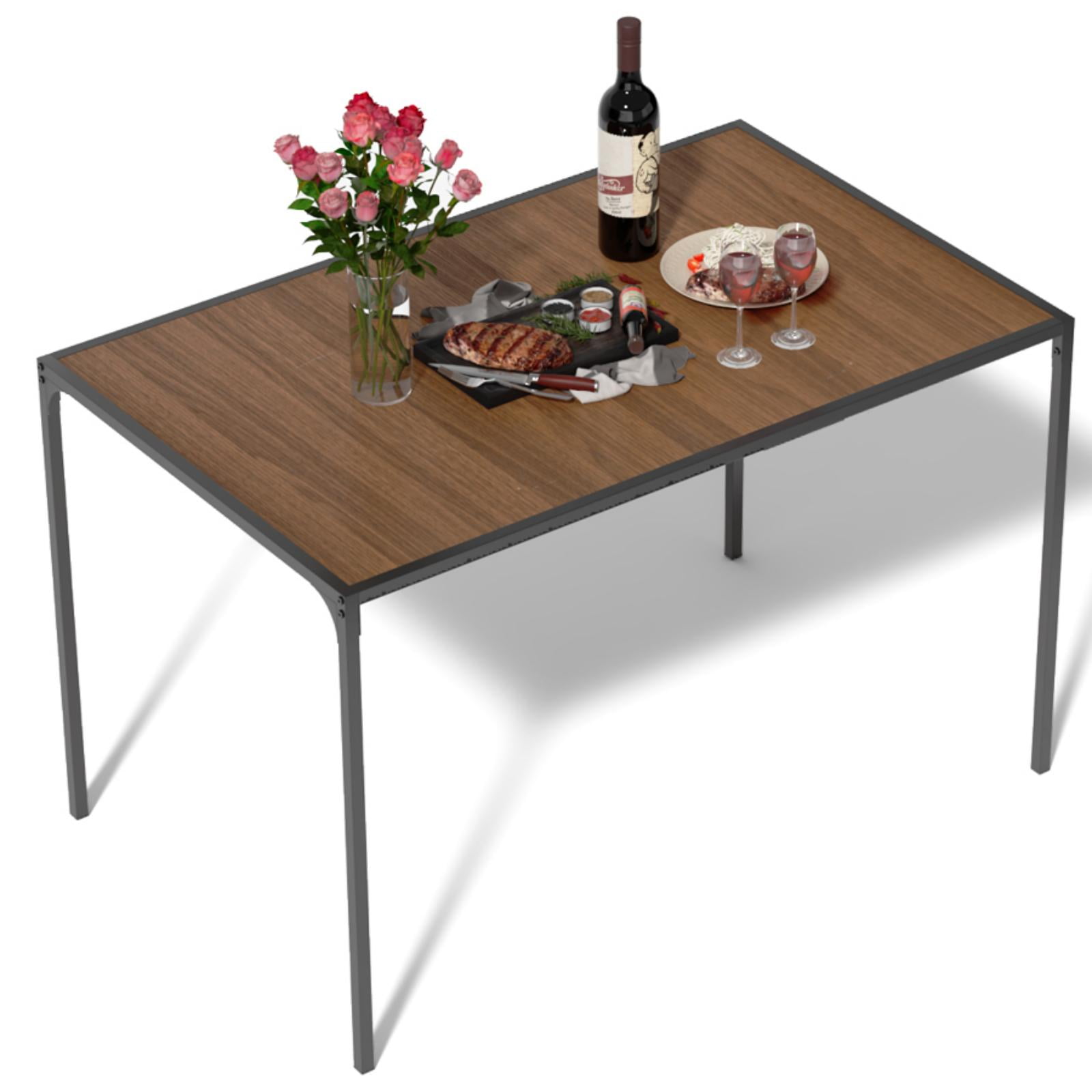 Homy Casa Dining Table for 4-6 People, 47.2-inch Industrial Rectangular Wood Kitchen Table with Metal Frame for Home Family, Espresso