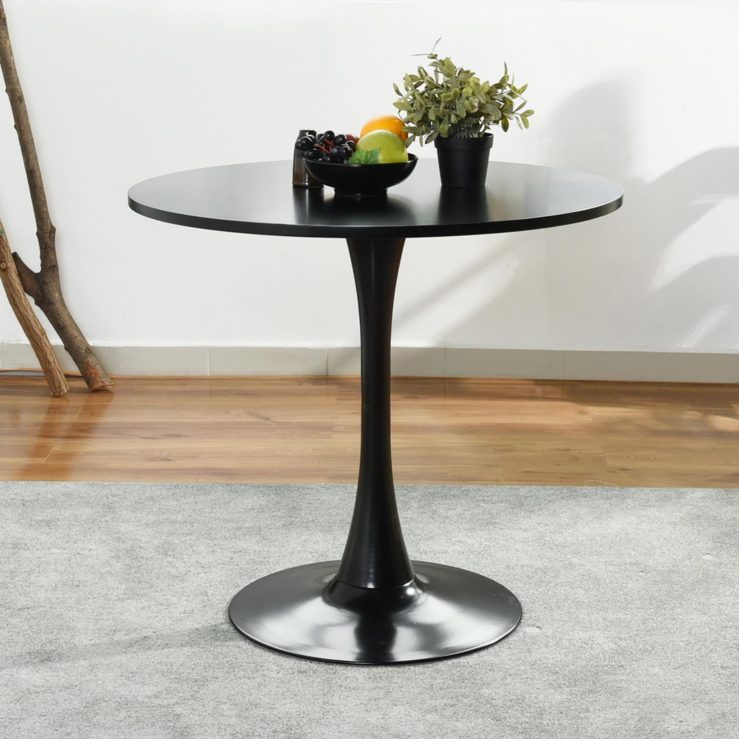 Homy Casa 31.5" Dining Table, Modern Round Bistro Table with Tulip Base for Kitchen Café, Black