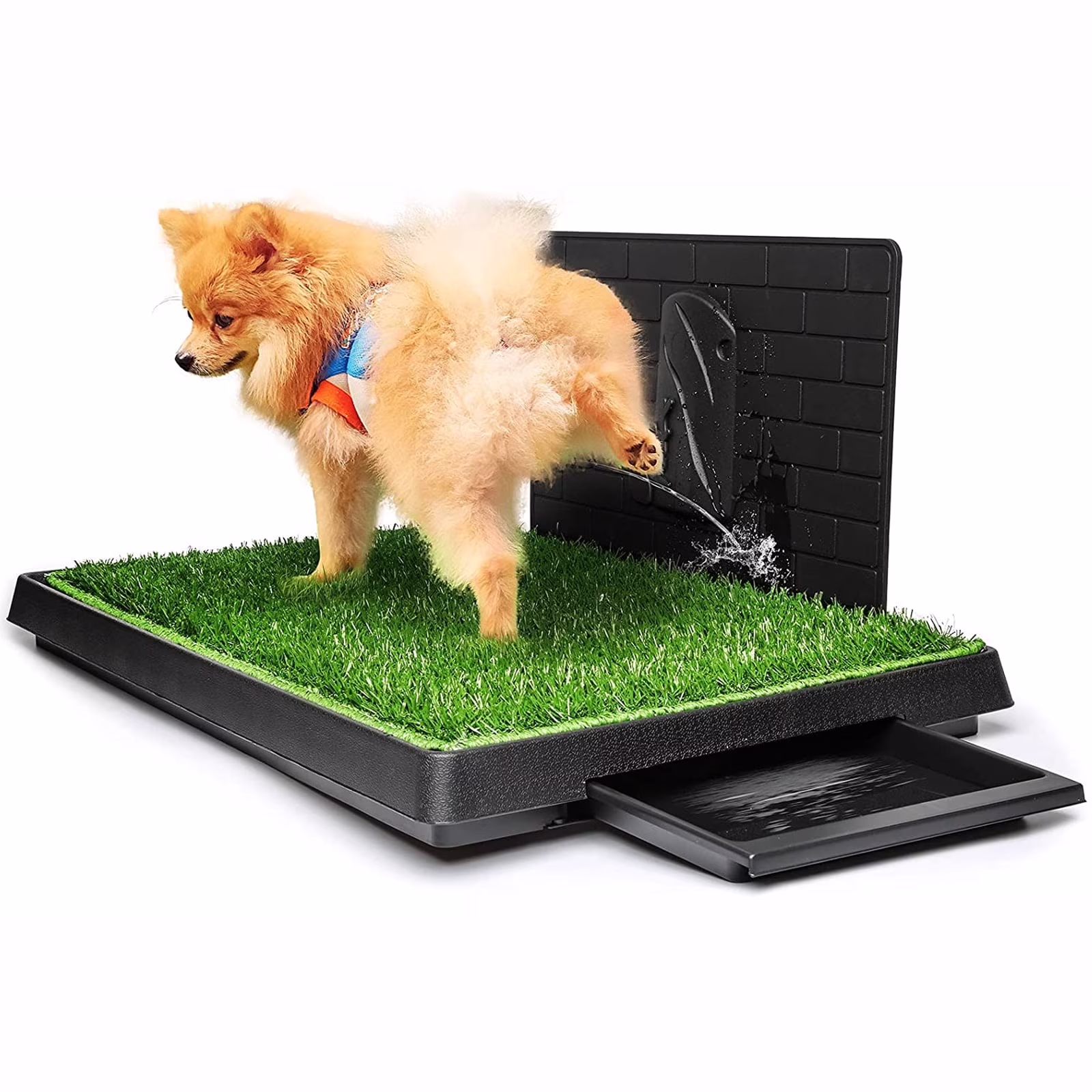 Hompet Dog Potty with Tray Large 30''x20'', Artificial Grass Patch for Indoor and Outdoor Use, Puppy Turf Grass Pad Reusable Training Pads with Pee Baffle, Ideal for Medium and Small Dogs