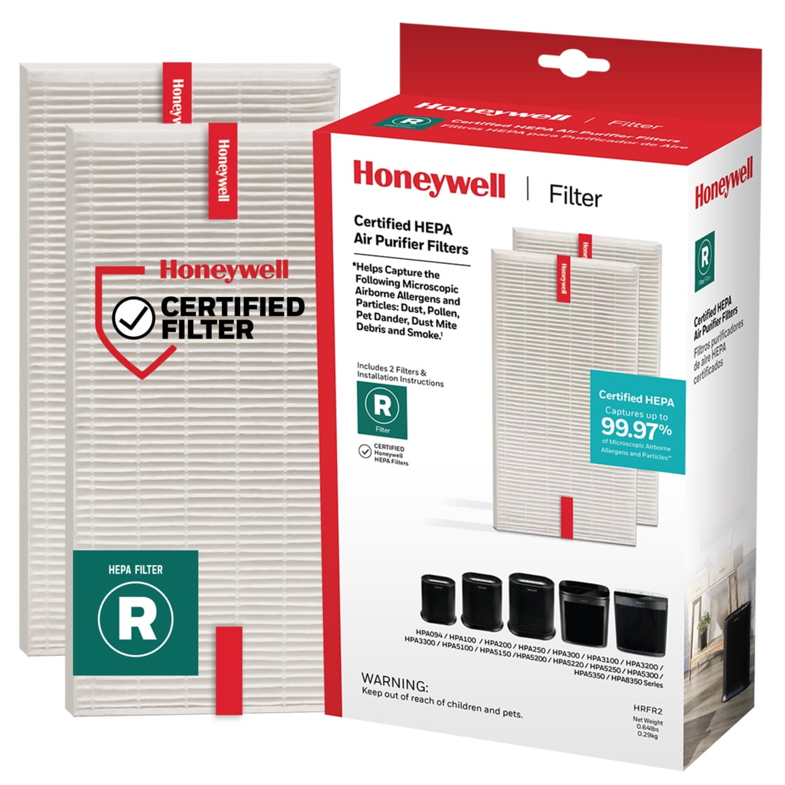 Honeywell Air Purifier Replacement Filter, HRF-R1, R HEPA Filter, 2 Pack