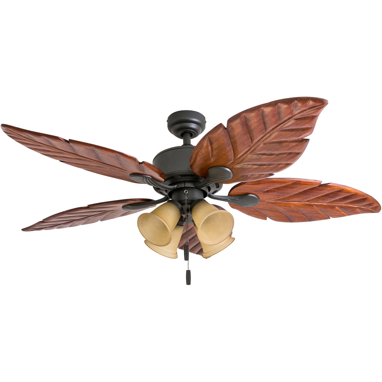 Honeywell Royal Palm 52" Bronze Tropical LED Ceiling Fan with Light, Hand Carved Blades