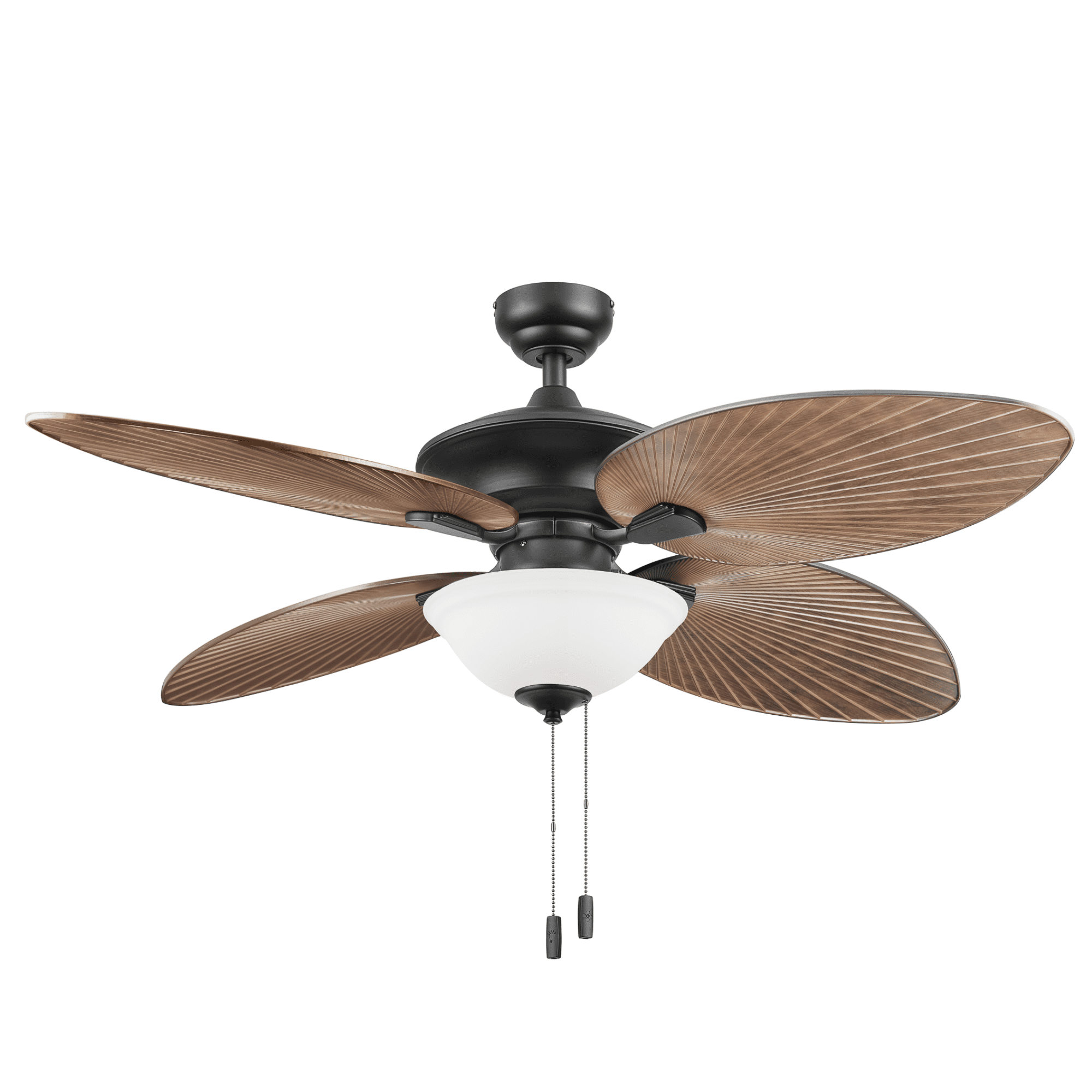 Honeywell Sunset Key 52" Black Indoor/Outdoor Ceiling Fan with Light, Pull Chains & Reversible Motor