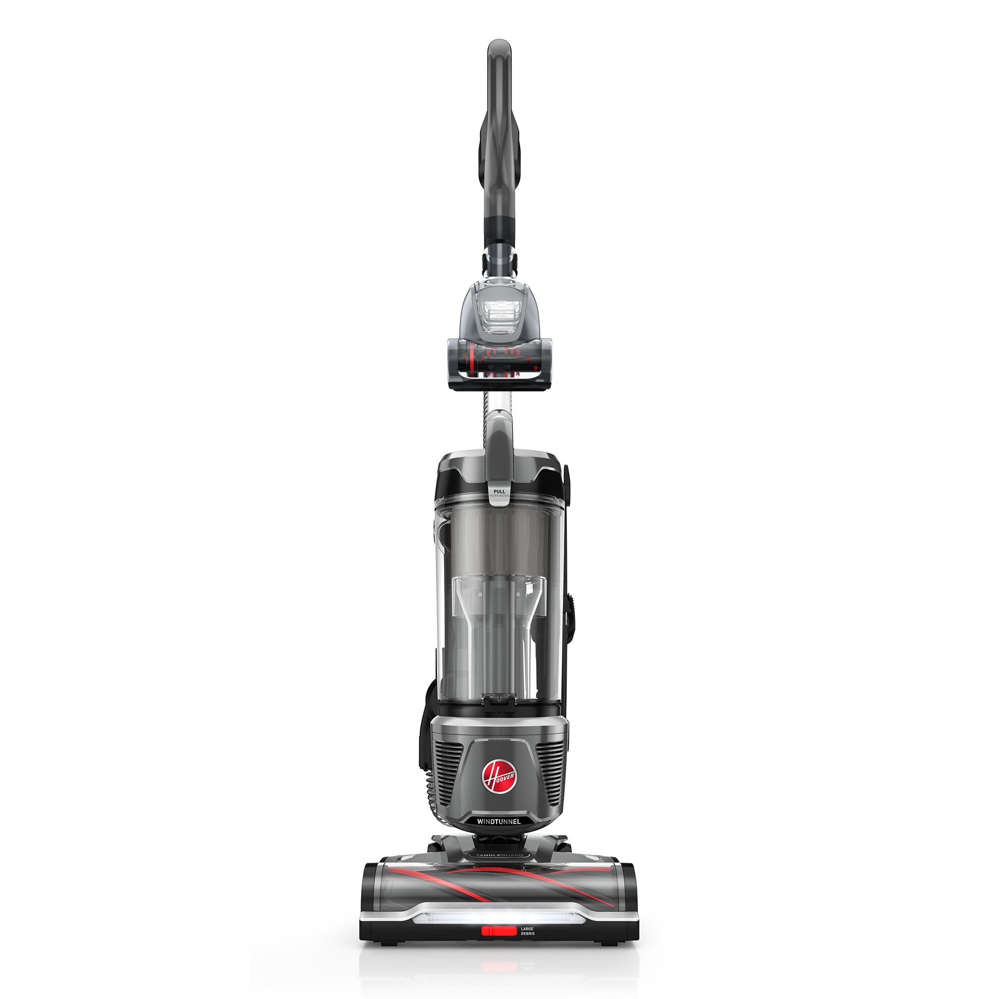 Hoover Bagless Upright Vacuum Cleaner, WindTunnel Tangle Guard, Pet Friendly, for Carpet &Hard Floor, Swivel Steering, LED Headlights, UH77110, Black