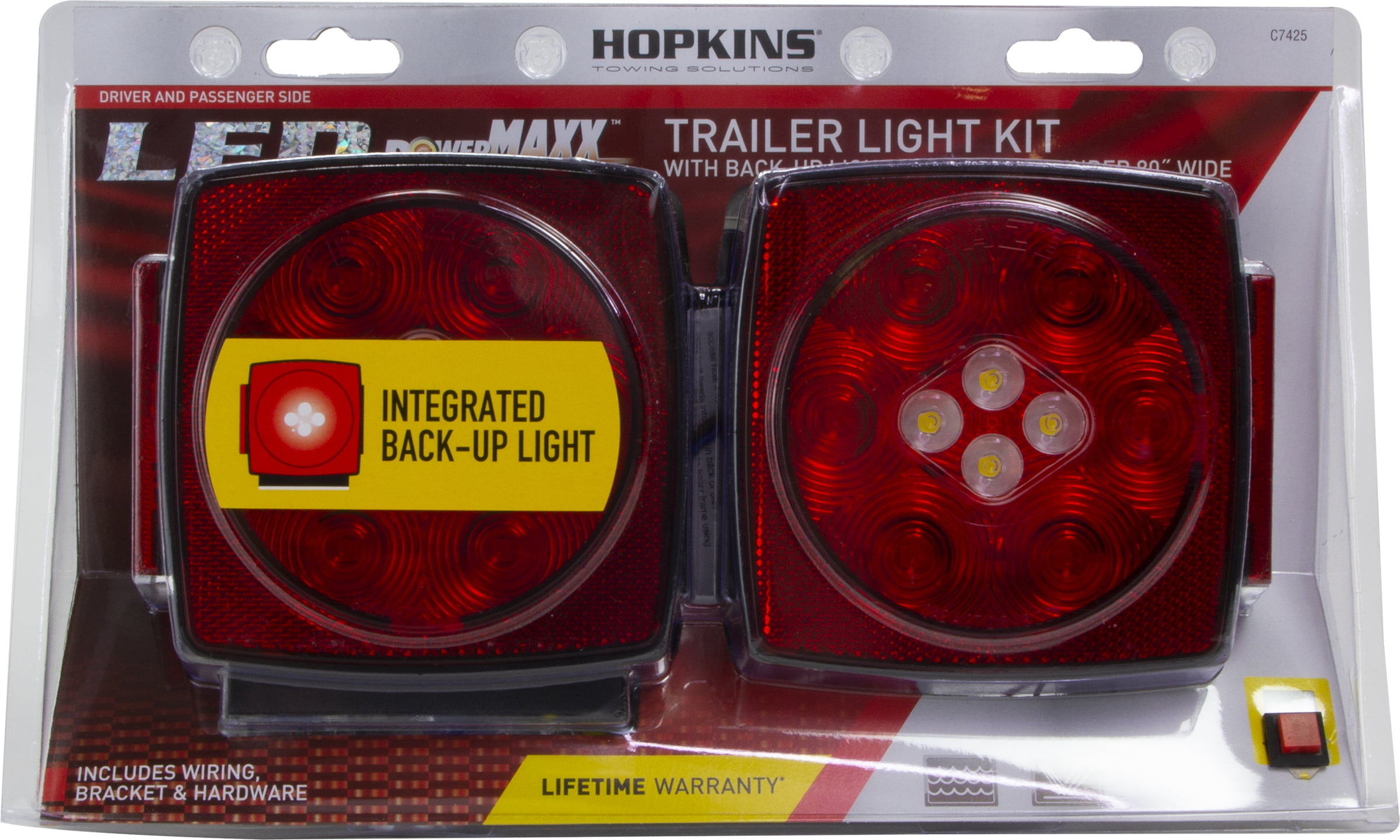 Hopkins Towing LED Submersible Trailer Light Kit with Reverse Light, Red, C7425