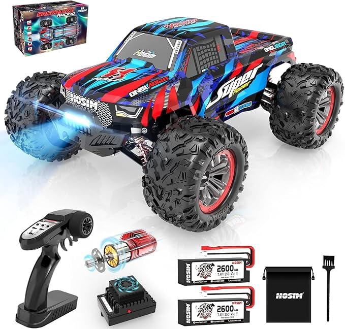 Hosim Brushless RC Cars 1:10 Remote Control Car X-08 RC Monster Trucks Buggy Crawler 4WD Off Road High Speed 40+MPH
