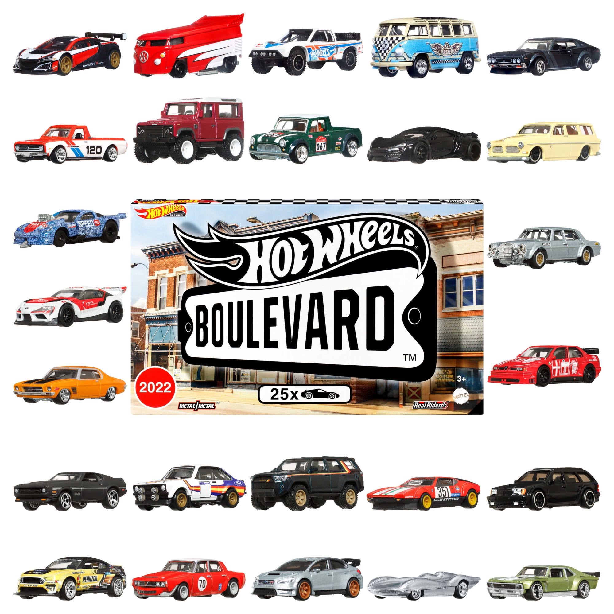 Hot Wheels Boulevard 25-Car Factory Set, 1:64 Scale Car & Truck Play Vehicles ( Exclusive)
