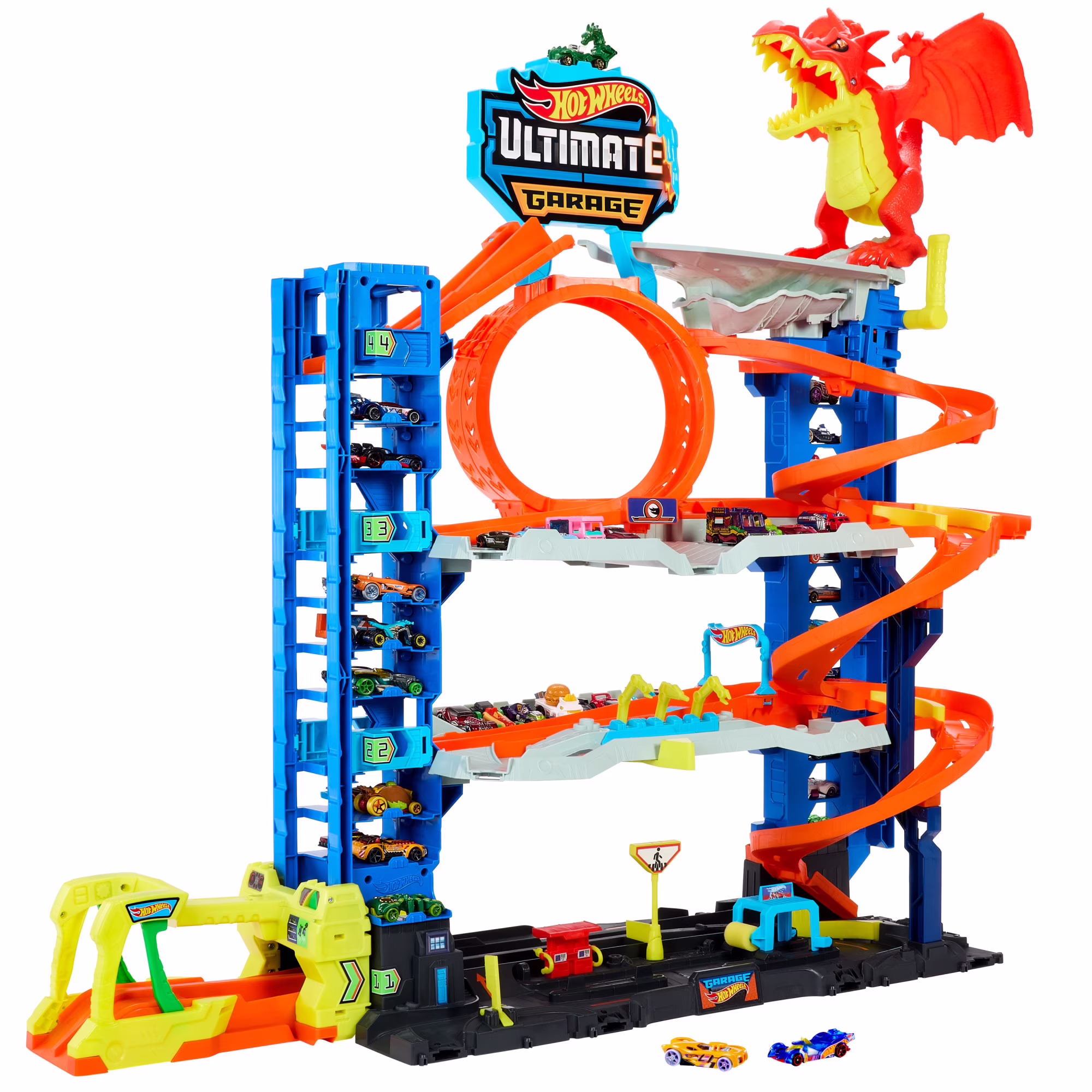 Hot Wheels City Ultimate Garage Playset with 2 Die-Cast Cars, Storage for 50+ Cars Child Age 4-8