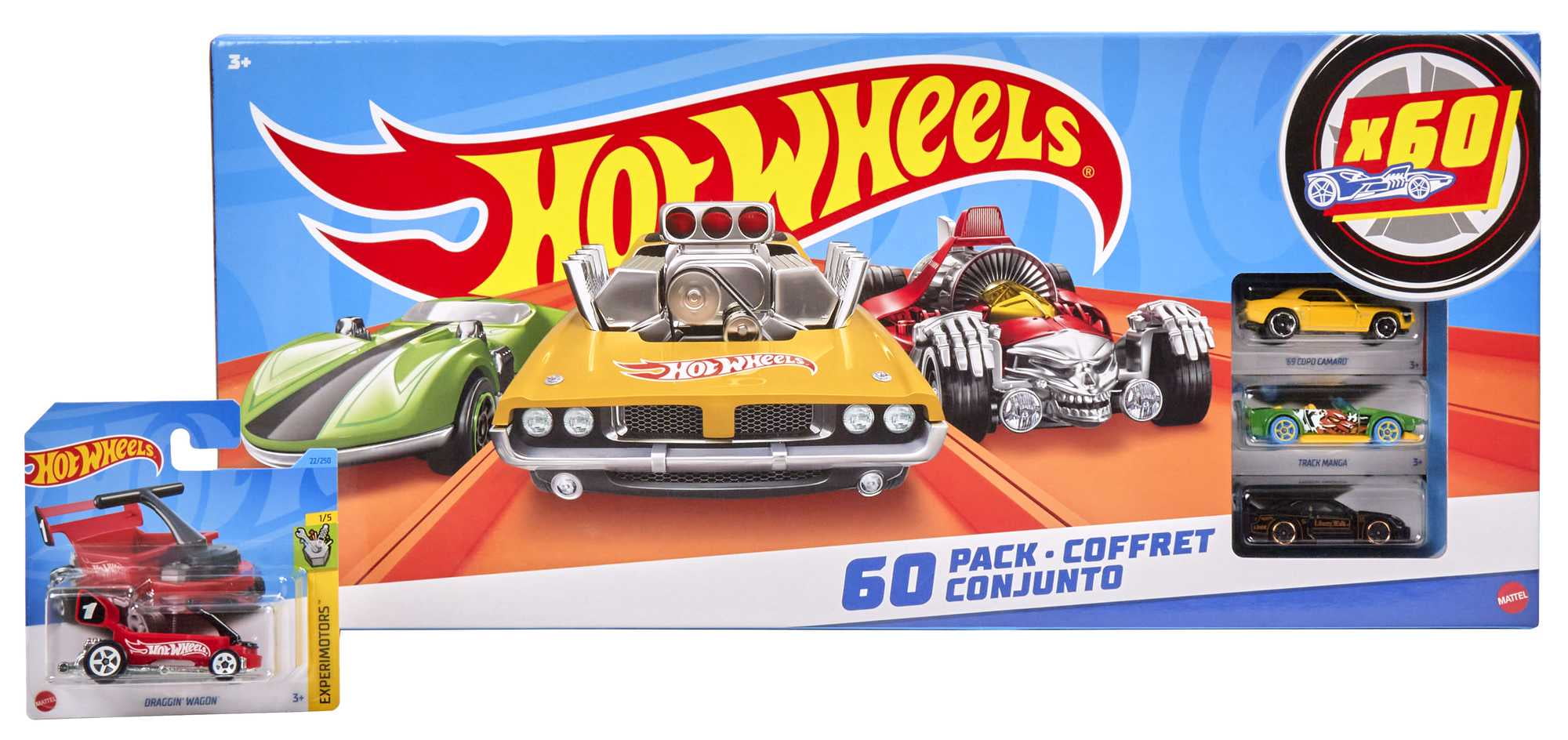 Hot Wheels Set of 60 Vehicles, Collectible Vehicles, 1:64 Scale Toy Cars or Trucks (Styles May Vary)