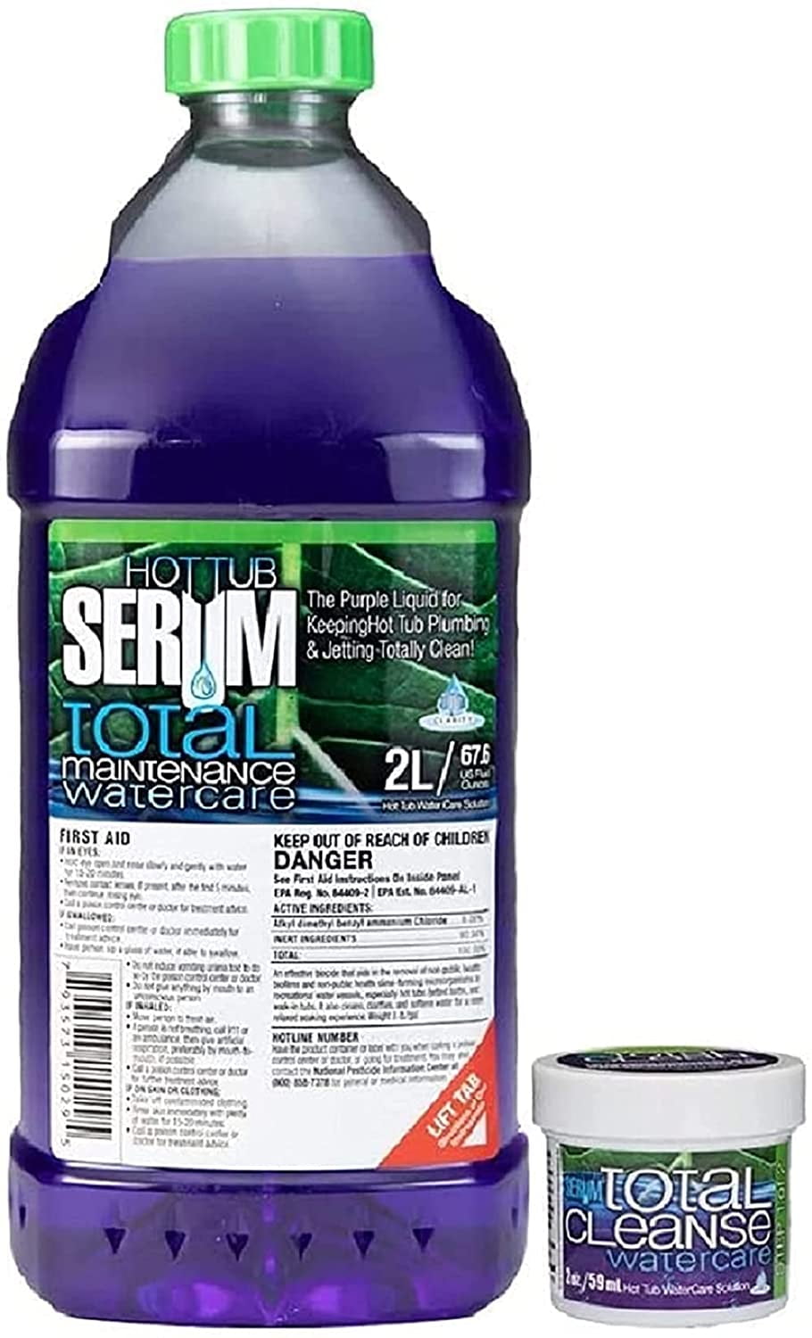 Hot Tub Serum - Total Maintenance (2 Ltr. Liquid) with Total Cleanse Jetted Hot Tub, Spa & Jacuzzi Cleaner/Pool Conditioner Water Care Combo Kit (2 oz. Gel)