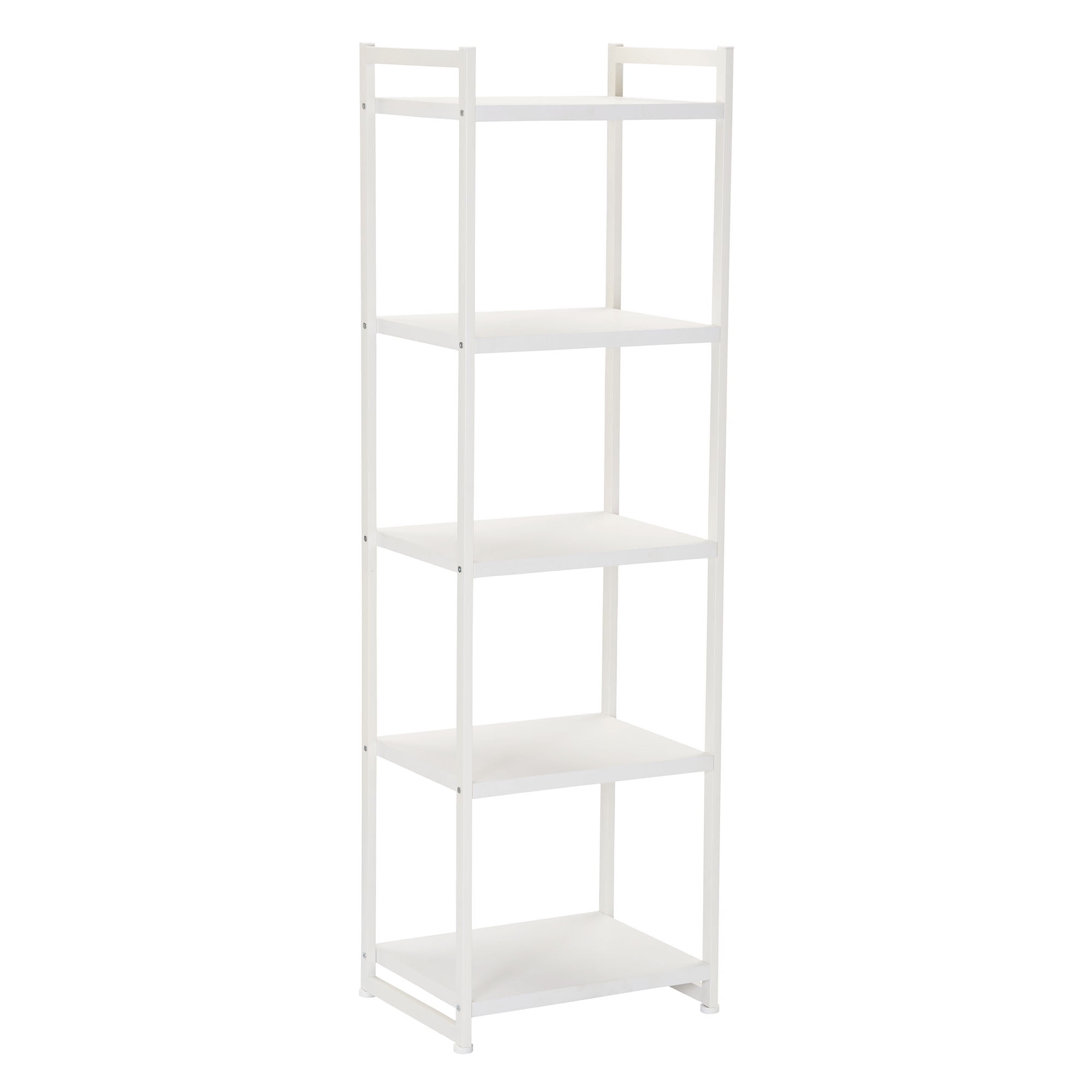 Household Essentials Jamestown Narrow 5 Shelf Open Storage Bookshelf Scandinavian White and White Metal