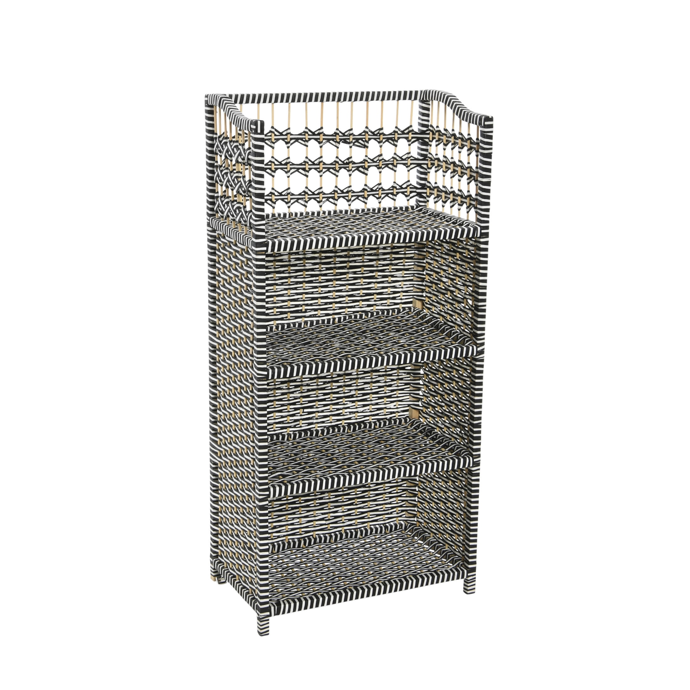 Household Essentials Paper Rope Accent Shelf, Black and White