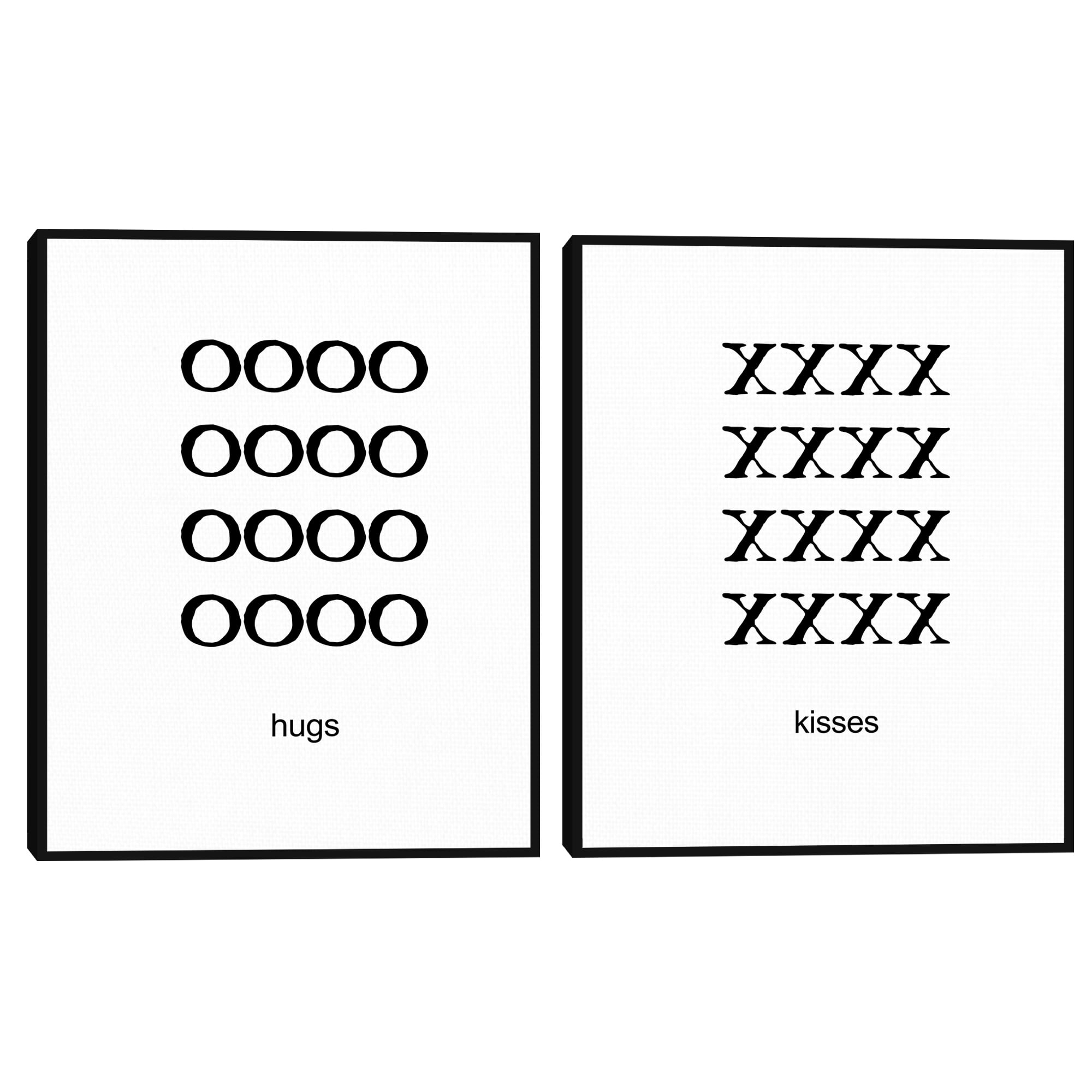 Hugs and Kisses by Design Lab Set of 2 Framed Canvas Art Prints