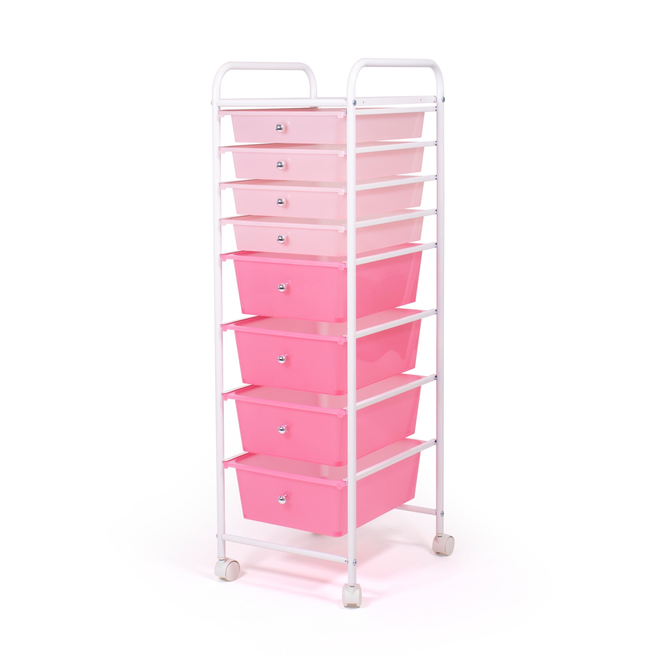 Humble Crew Essentials 8 Drawer Rolling Storage Cart with Wheels, Pink