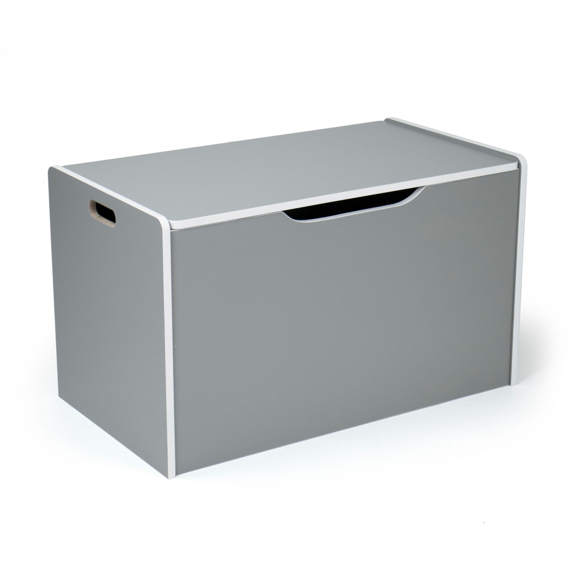 Humble Crew Kid Toy Box, Hinged Toy Storage Chest with Lid, Grey/White