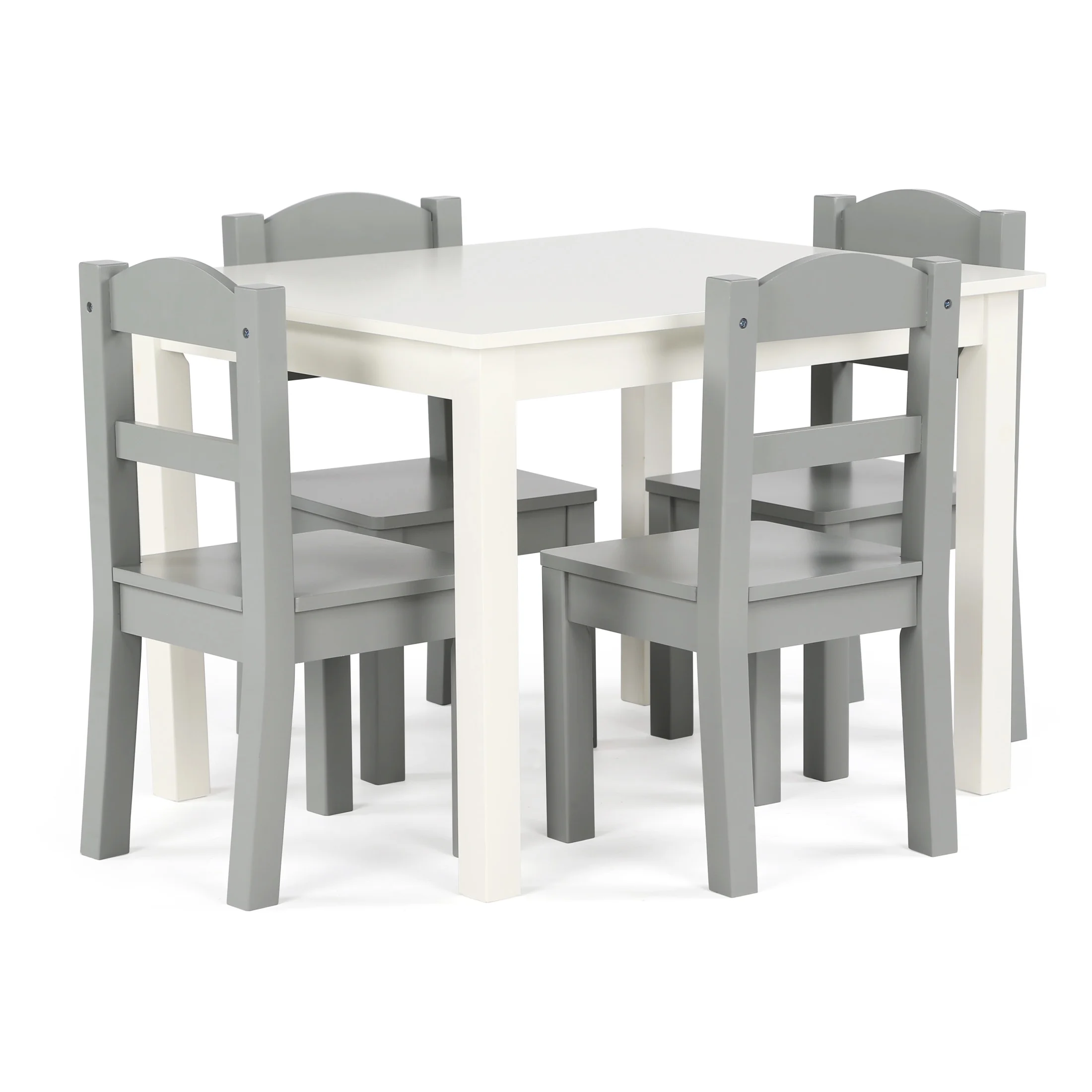 Humble Crew Inspire Toddler Wood Table and 4 Chairs Set, Grey/White