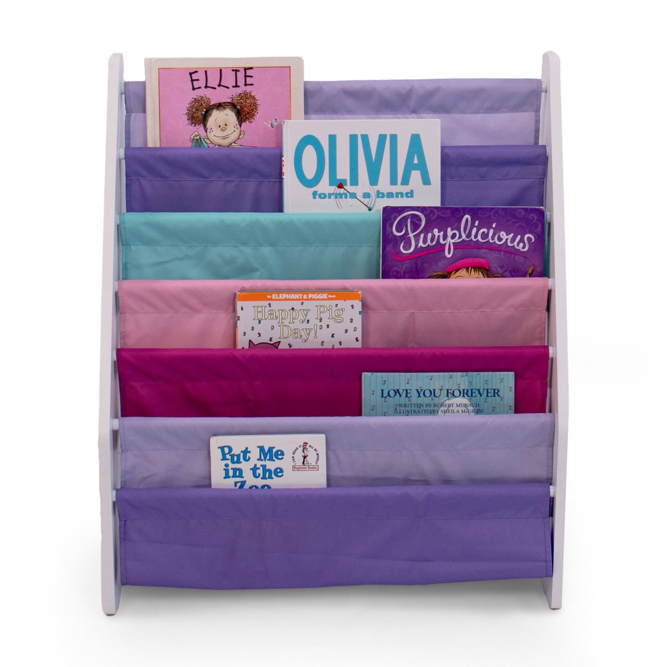 Humble Crew Kids Bookrack Supersized 6-Tier Storage Bookshelf, White/Pink/Purple/Turquoise