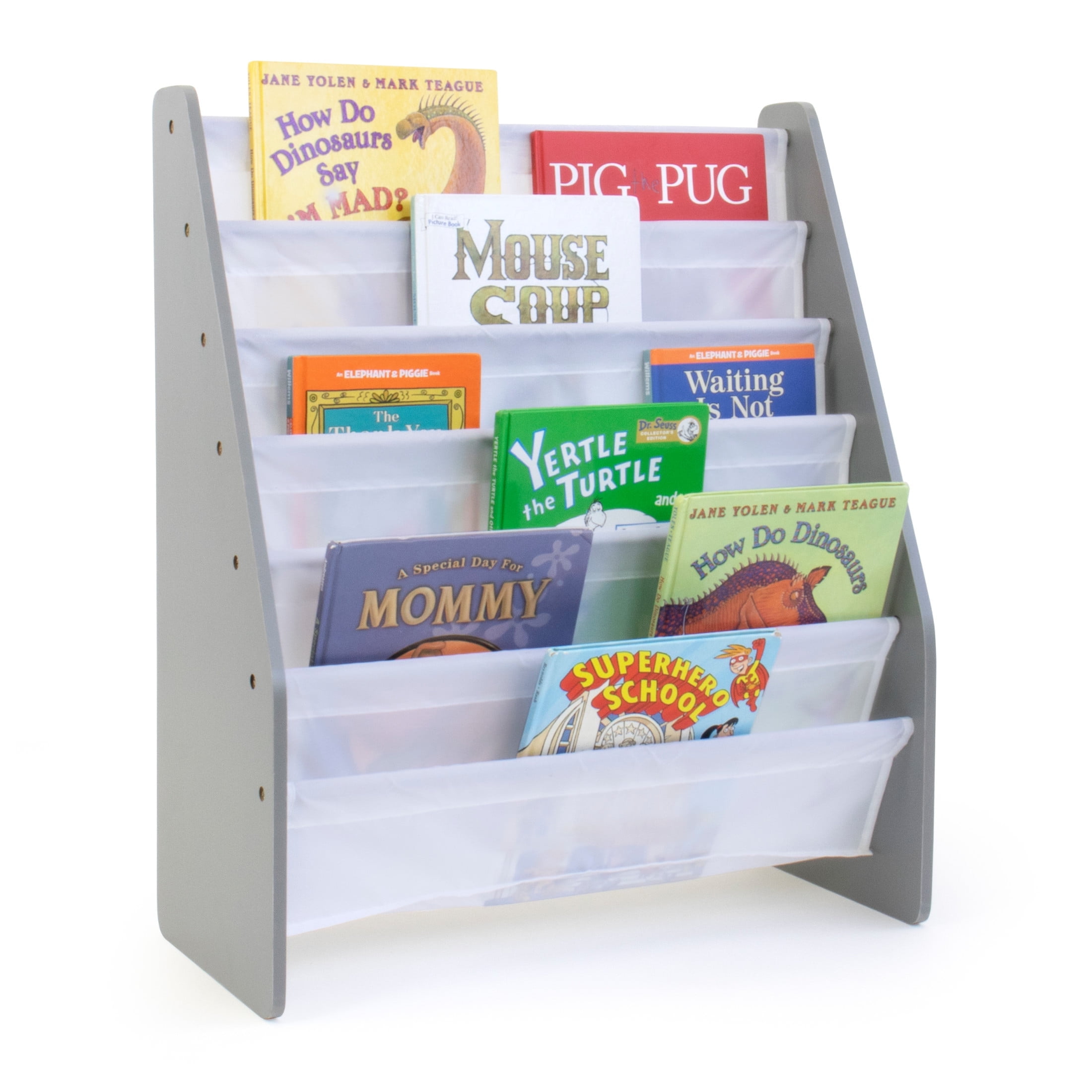 Humble Crew Kids Bookrack Supersized 6-Tier Storage Bookshelf, Grey/White