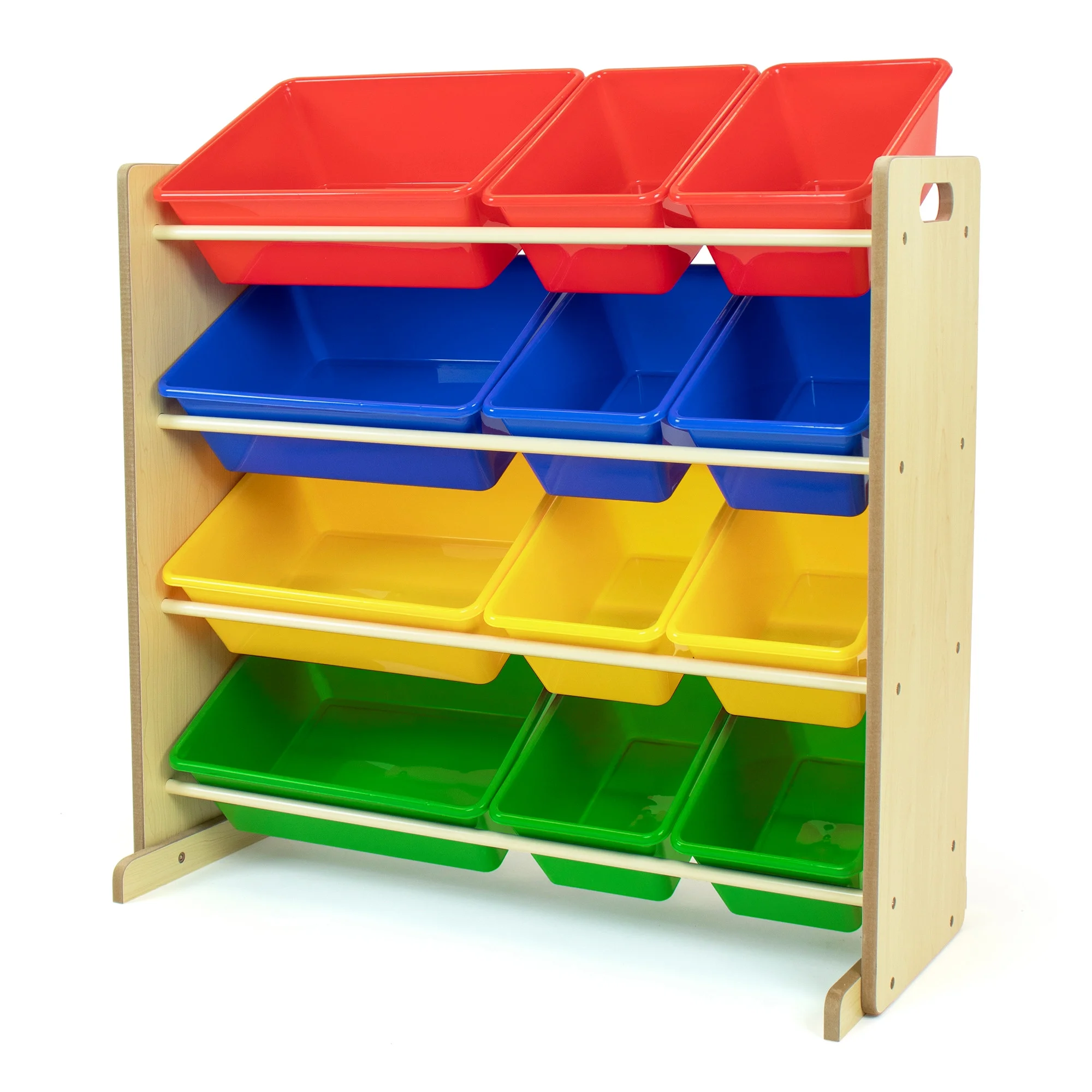 Humble Crew Primary Toy Storage Organizer with 12 Plastic Storage Bins, Natural/Primary