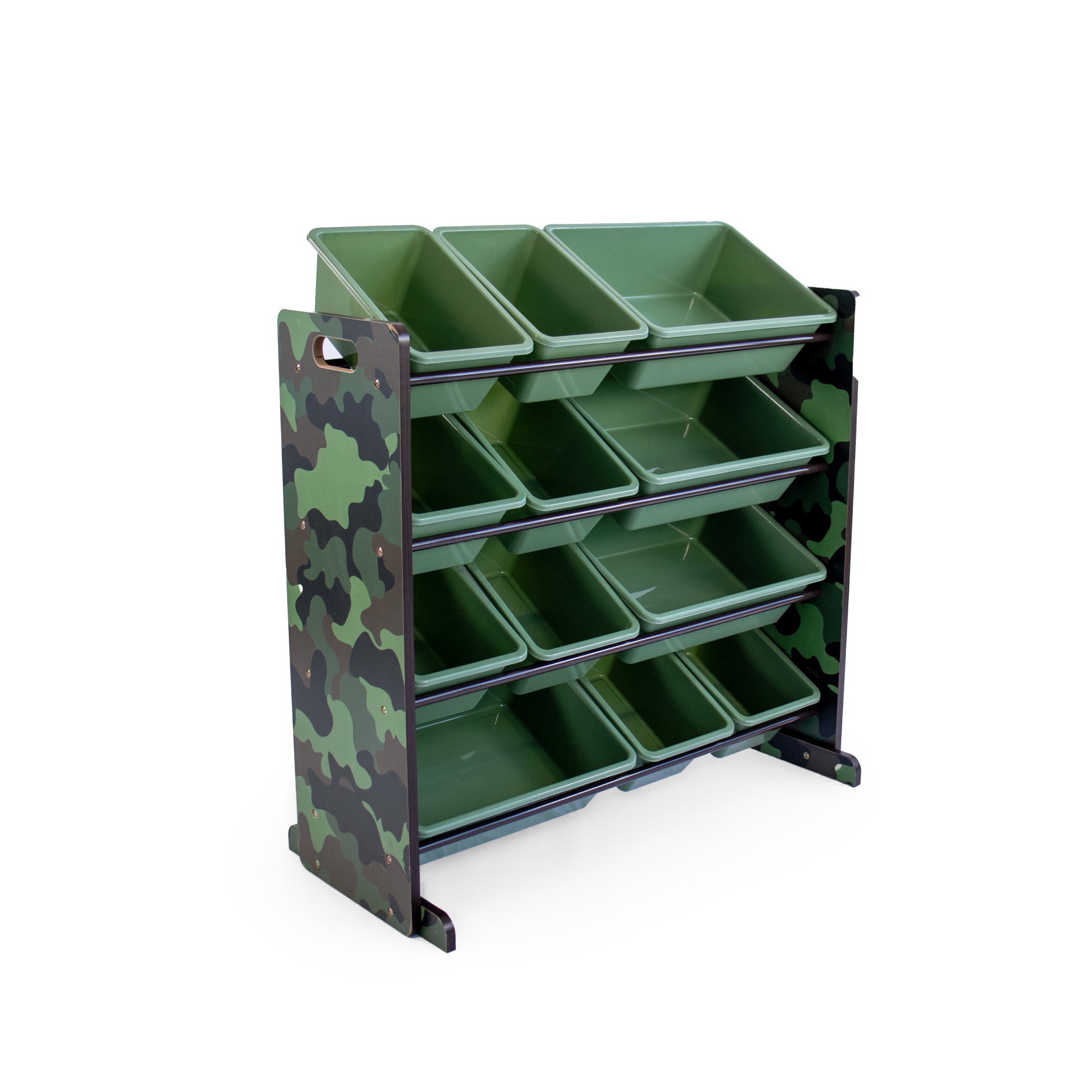 Humble Crew Toy Storage Organizer with 12 Plastic Storage Bins, Army Green Camo