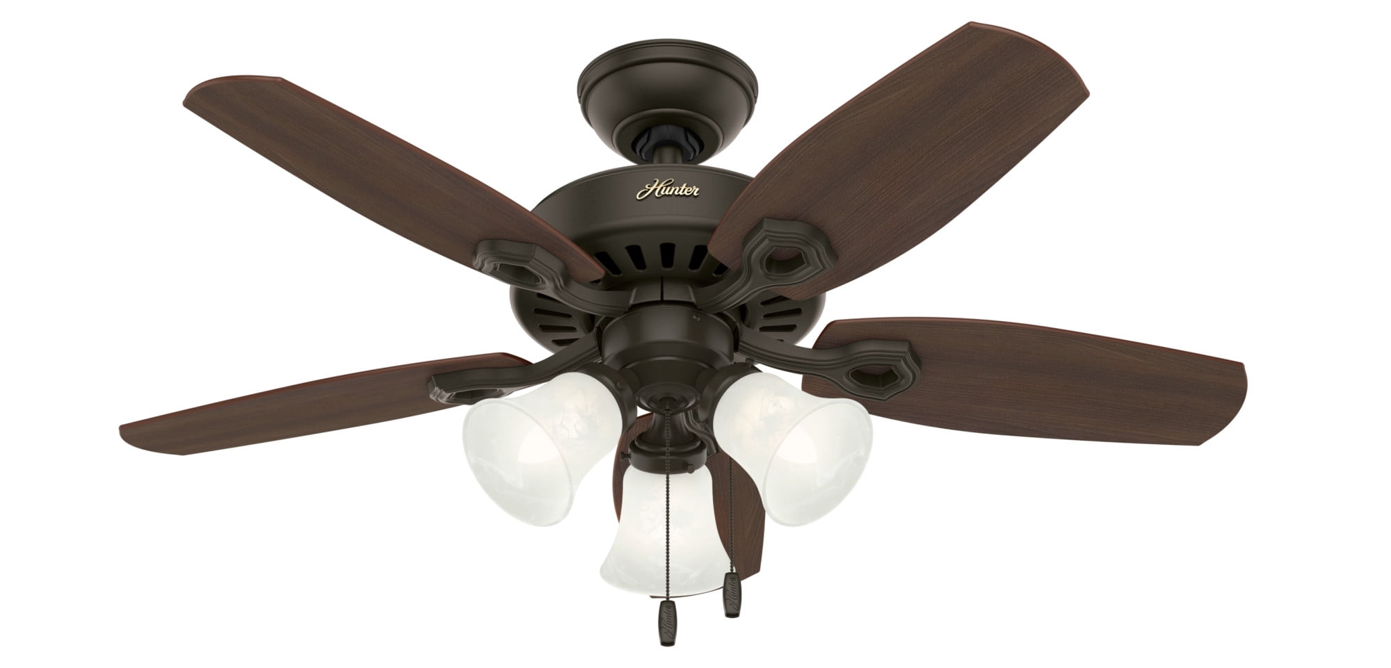 Hunter - Builder Indoor Ceiling Fan With Light, 42-inch, New Bronze, Traditional-style, 3-speed WhisperWind Motor, 52107, for living rooms, bedrooms, home offices, kitchens