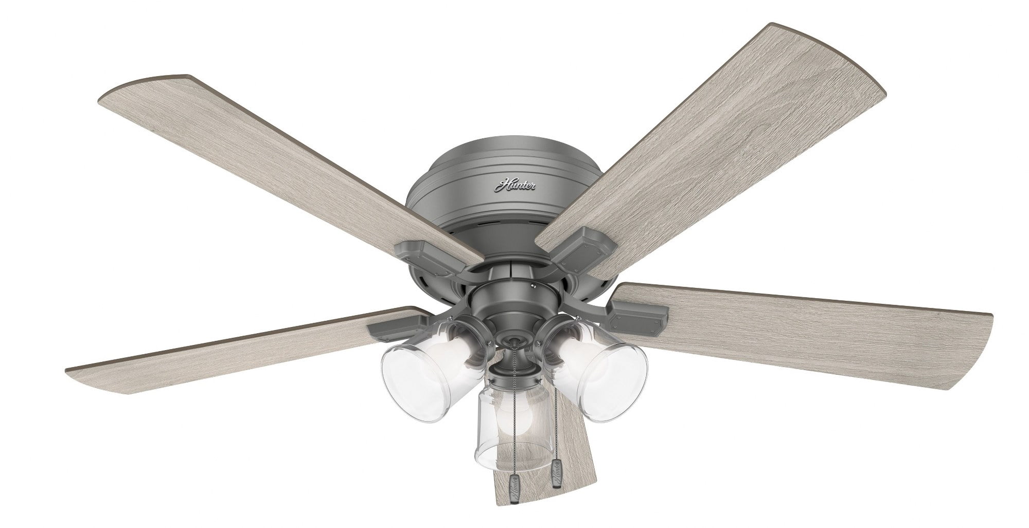 Hunter Fans 52" Crestfield Lighted Ceiling Fan Matte Silver with Light Gray Oak Blades and Integrated LED