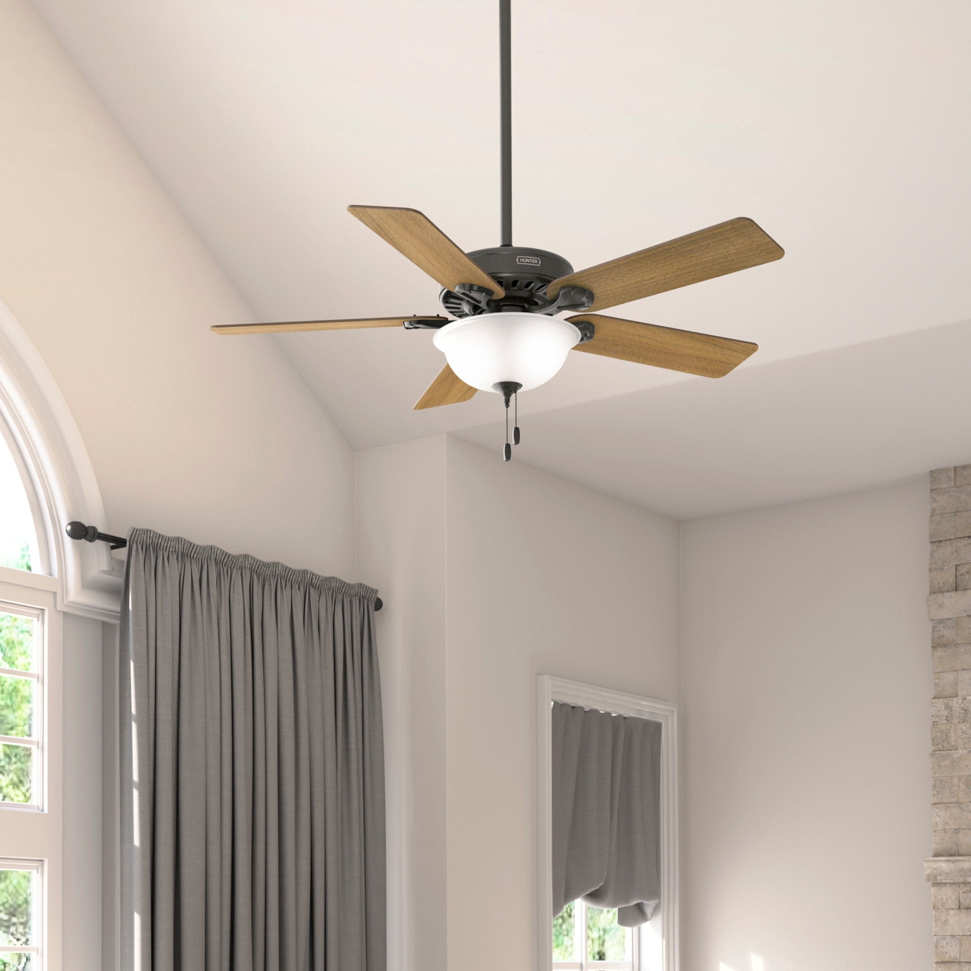 Hunter 52 inch Indoor Ceiling Fan with LED Light - Bronze Ceiling Fan with Pull Chain, For Bedroom or Living Room, Standard Mount, No Remote, 5 Blades, Includes Bulbs - Pro's Best 52726, Noble Bronze