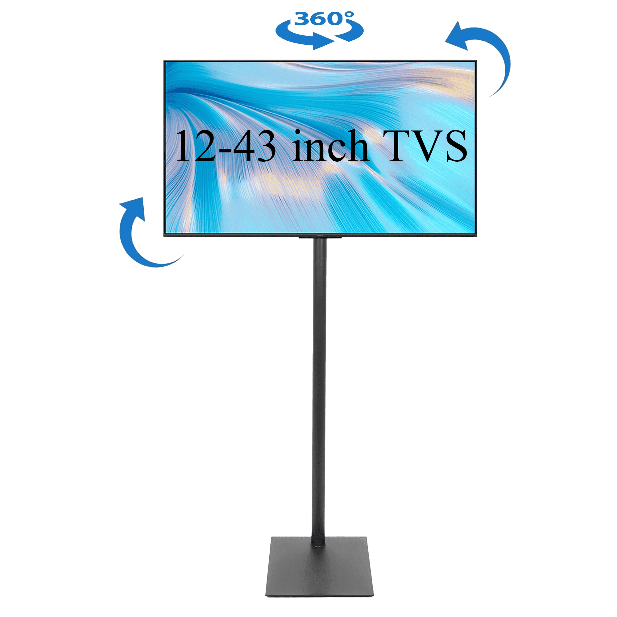 IAJXWI Floor TV Stand,Monitor Floor Stand for 12-43 inch TVs,47-70in Height Adjustable 360° Rotation TV Floor Stand for Bedroom, Living Room and Corner, Max VESA 200x200mm