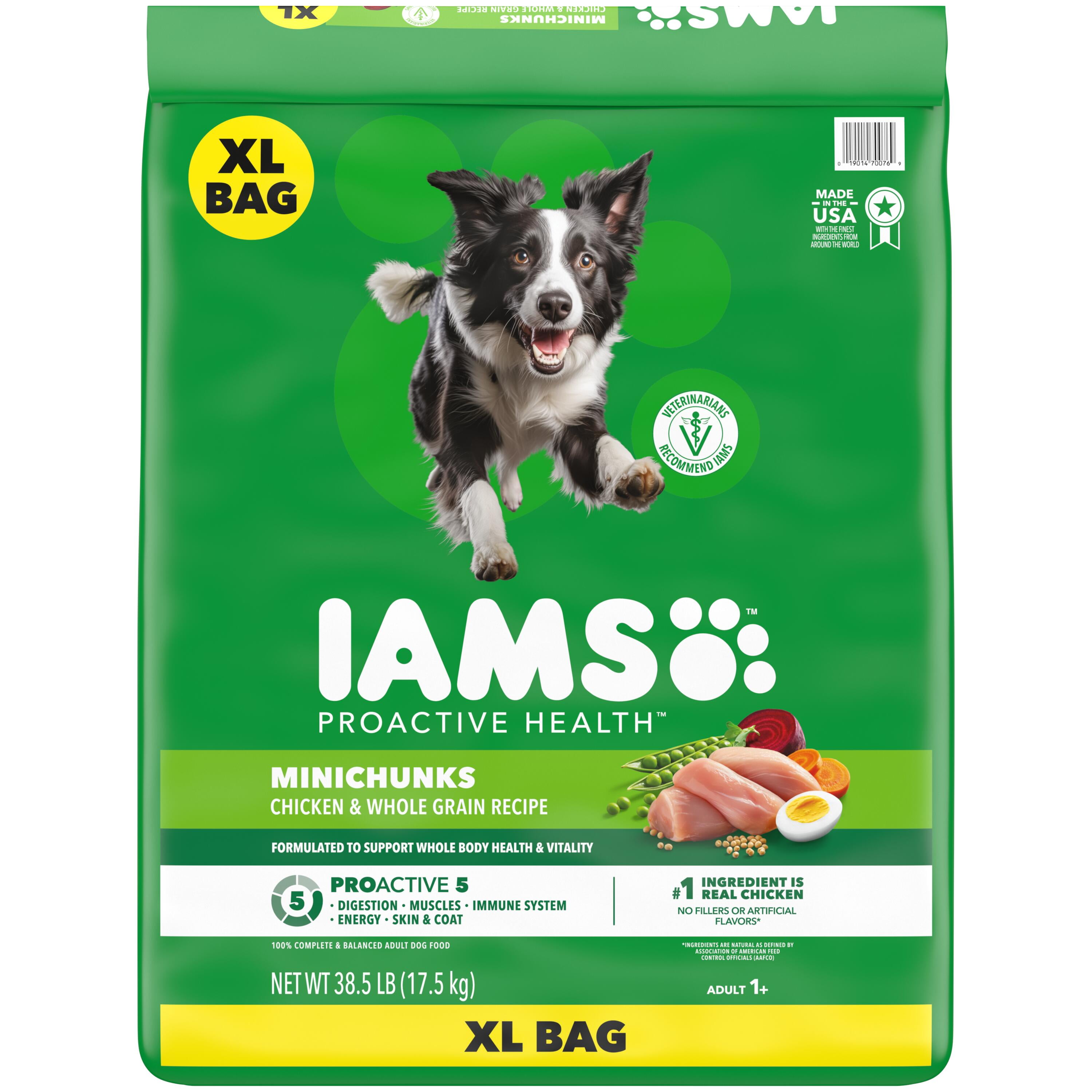 IAMS Proactive Health Adult Minichunks Chicken & Whole Grain Recipe Dry Dog Food, 38.5 Lb Bag