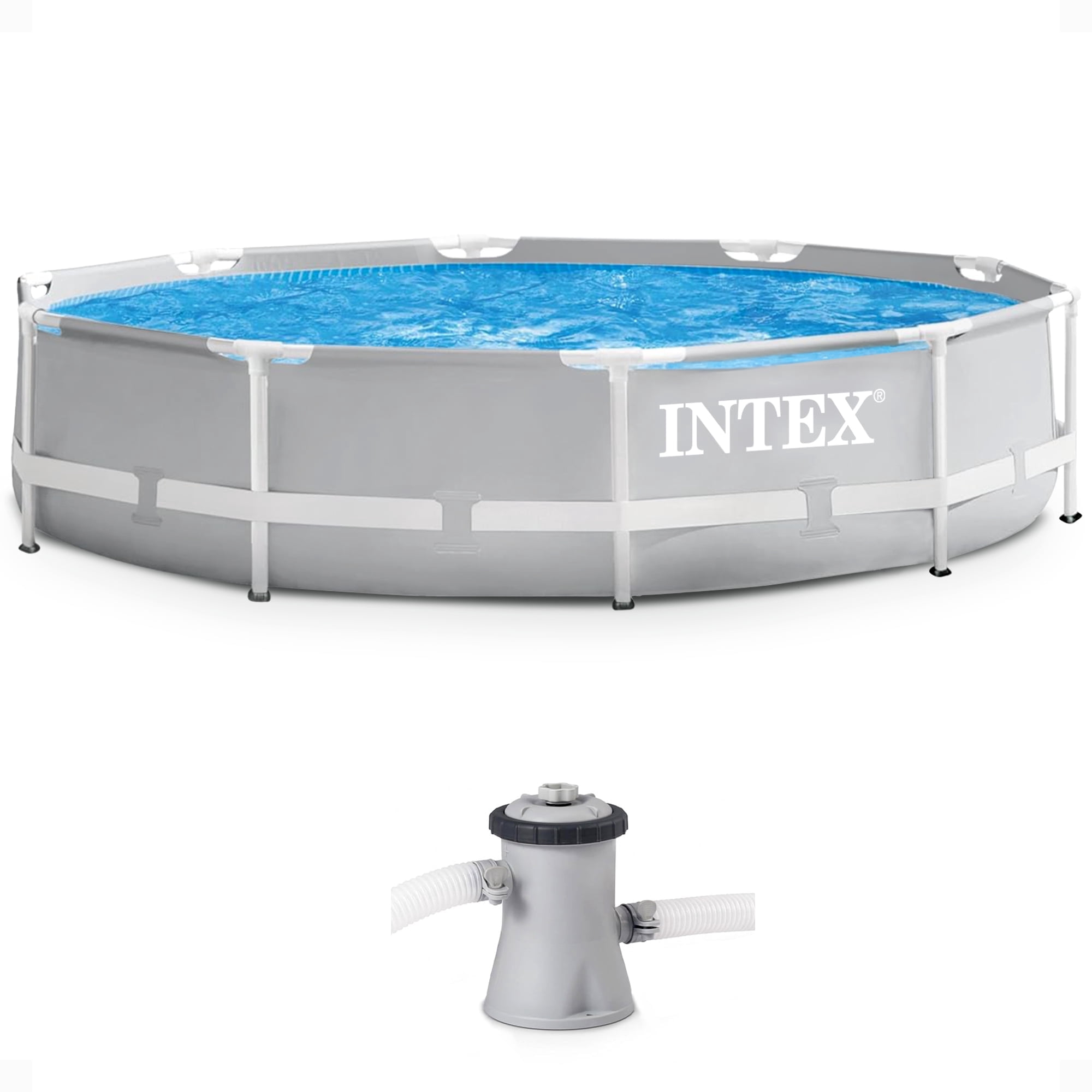 INTEX Prism Frame 10ft x 30in Above Ground Swimming Pool Set w/ Pump